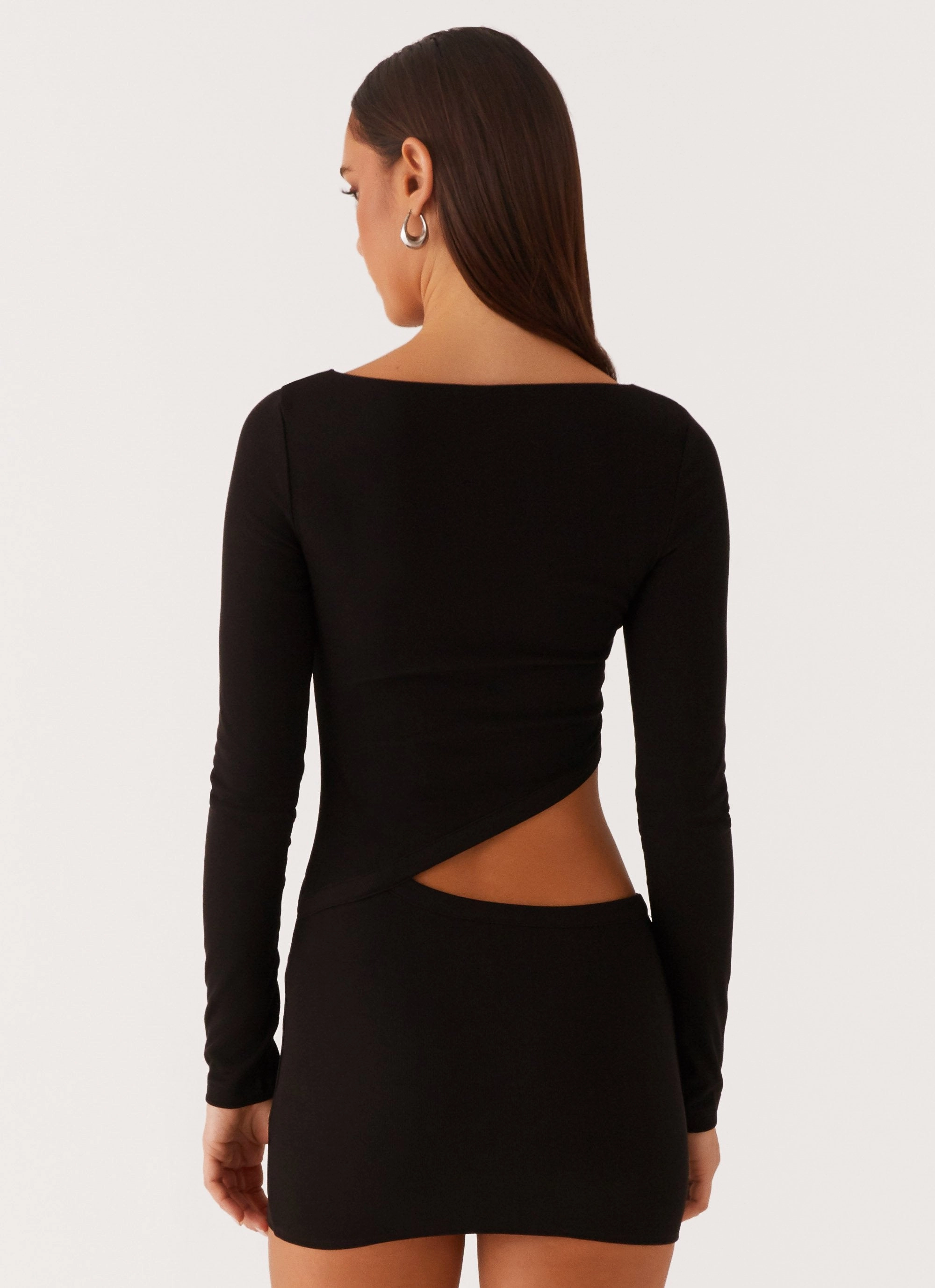 Jocelyn Long Sleeve Mini Dress - Black Elegant Wearable Contemporary Fit
