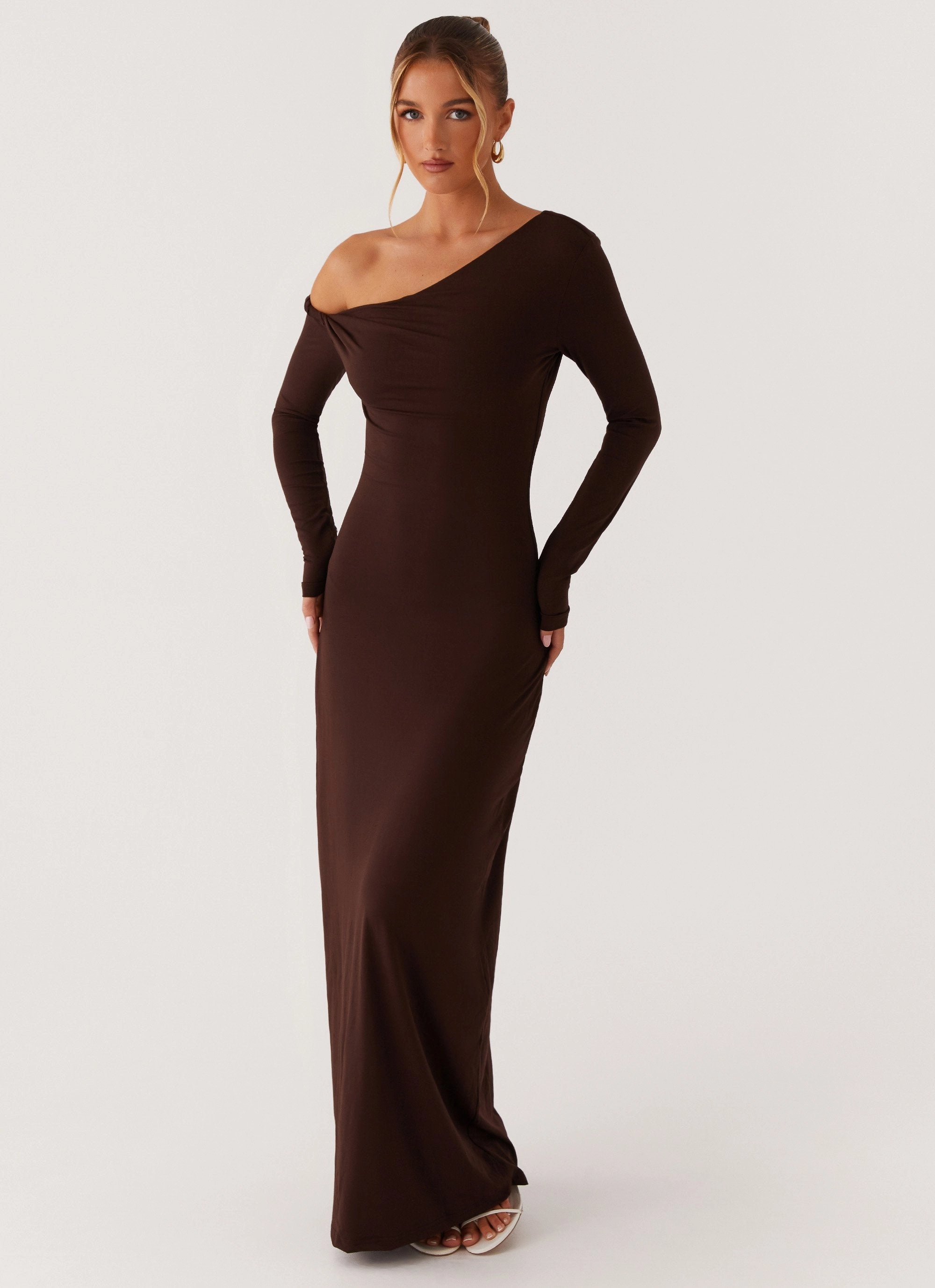 Jordana Twist Maxi Dress - Brown High-Fashion Work-to-Play Wear