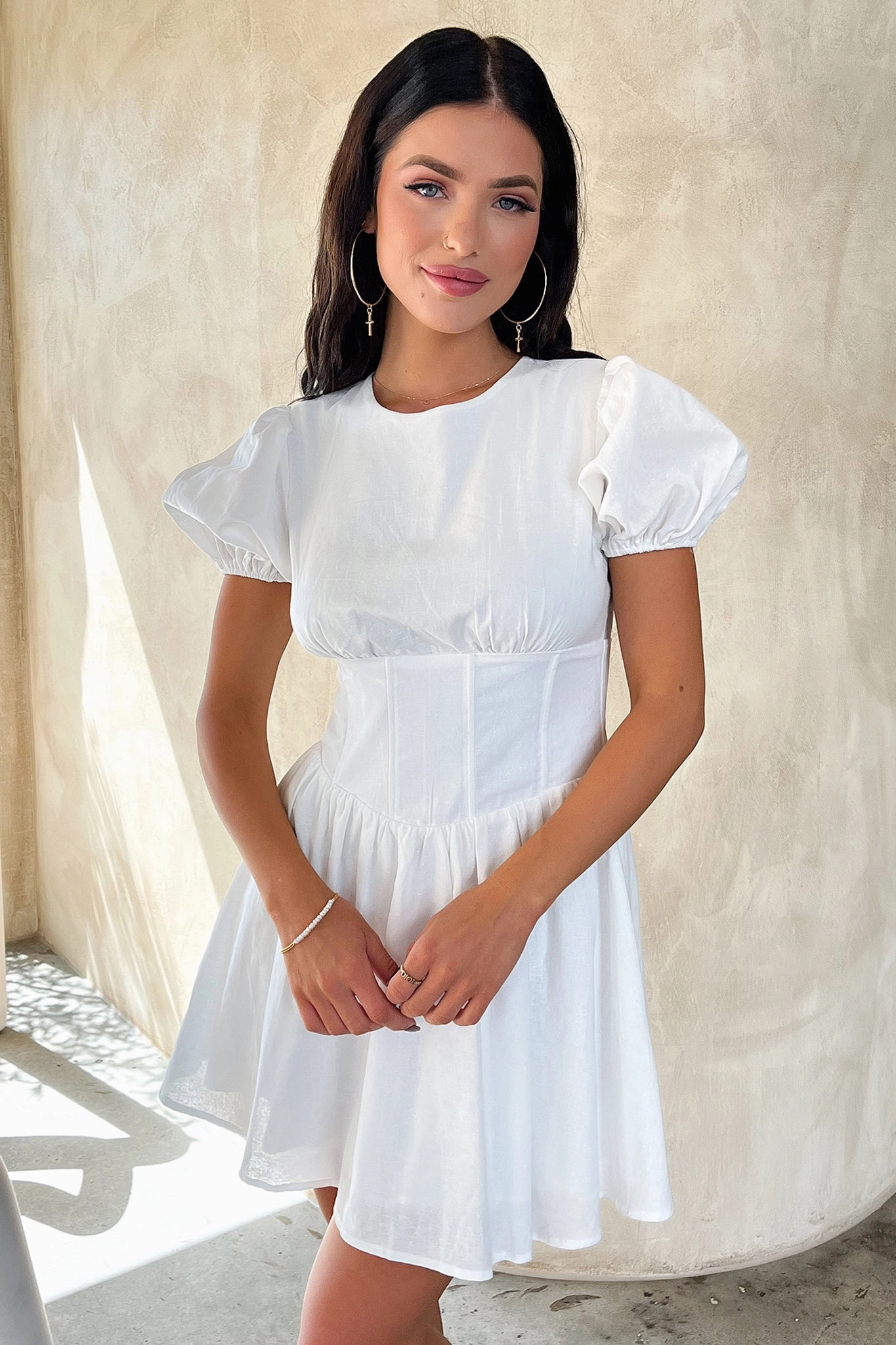 Chic Waist Design Jordyn Dress - White