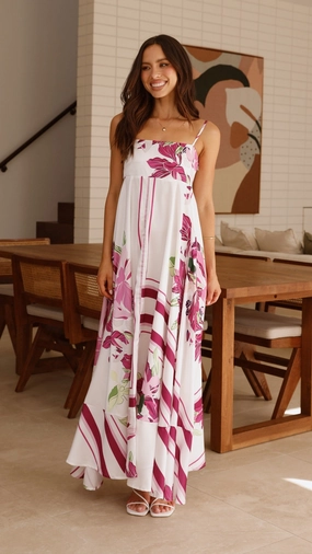 Semi Fit Kaethe Maxi Dress - White/Pink
