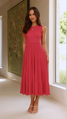 Kaida Midi Dress - Berry Clean Chic