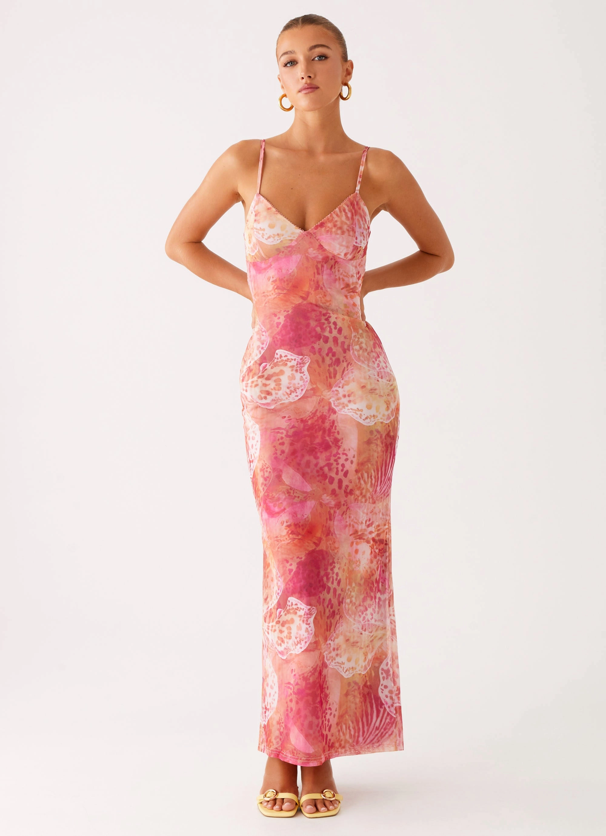 Bow-Detail Kasey Midi Dress - Flamingo Fling
