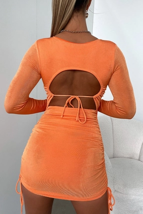 Kashvi Dress - Orange Studio Style Trendy Waistband