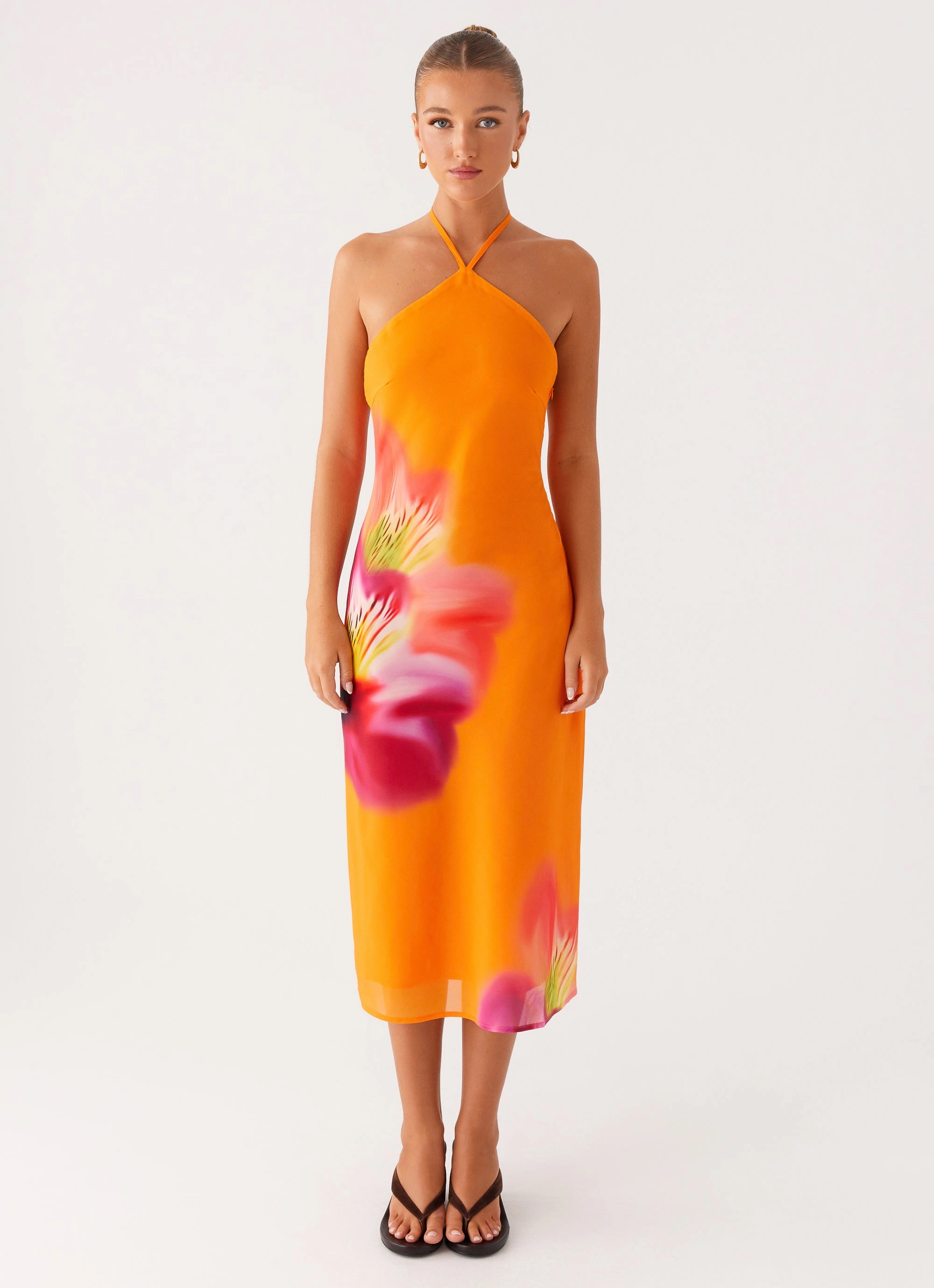 Kea Midi Dress - Orange Tropical Body Fit