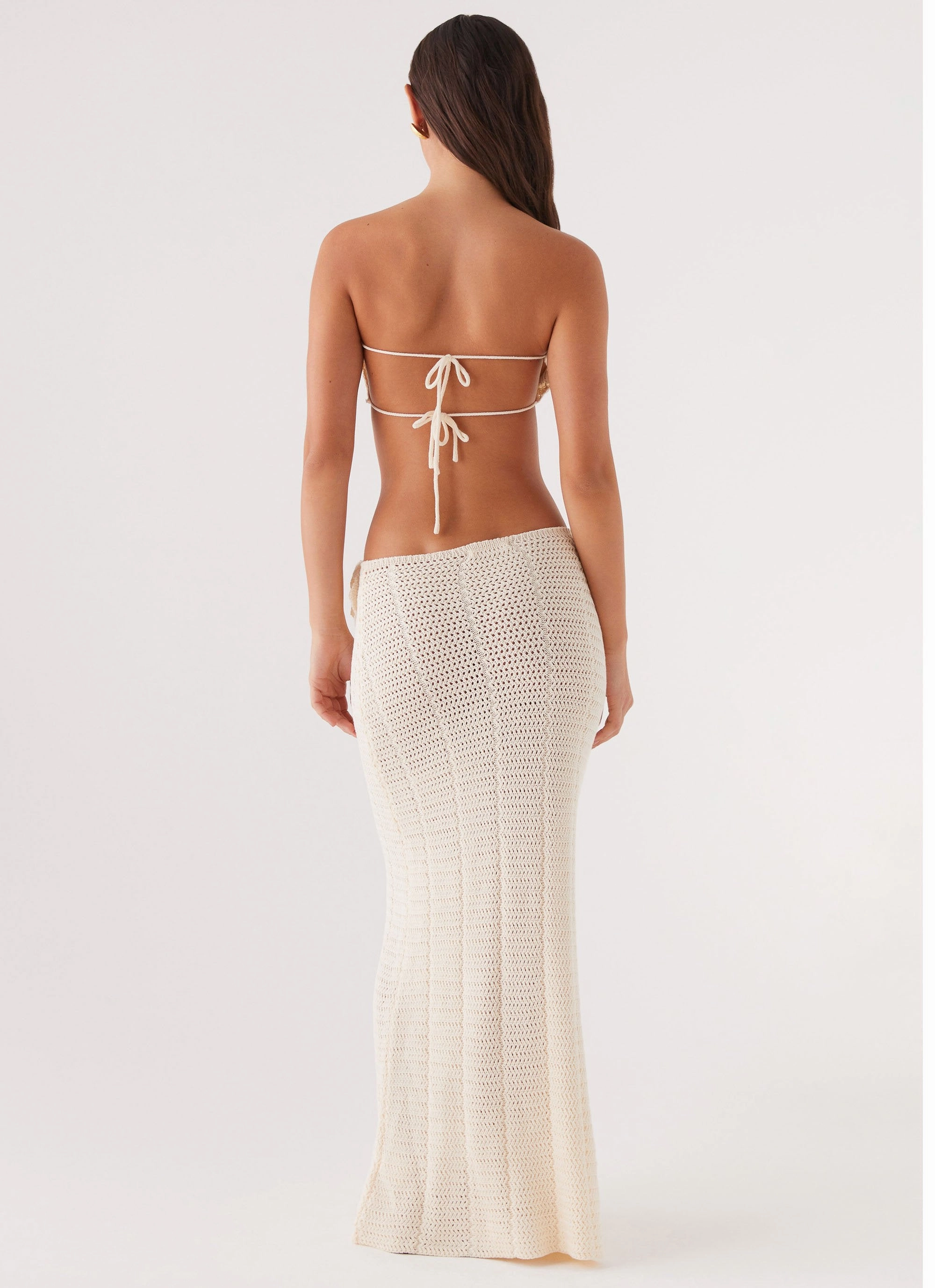 Vibrant color Slip Resistant Waist Kelcie Rose Crochet Maxi Skirt - Ivory