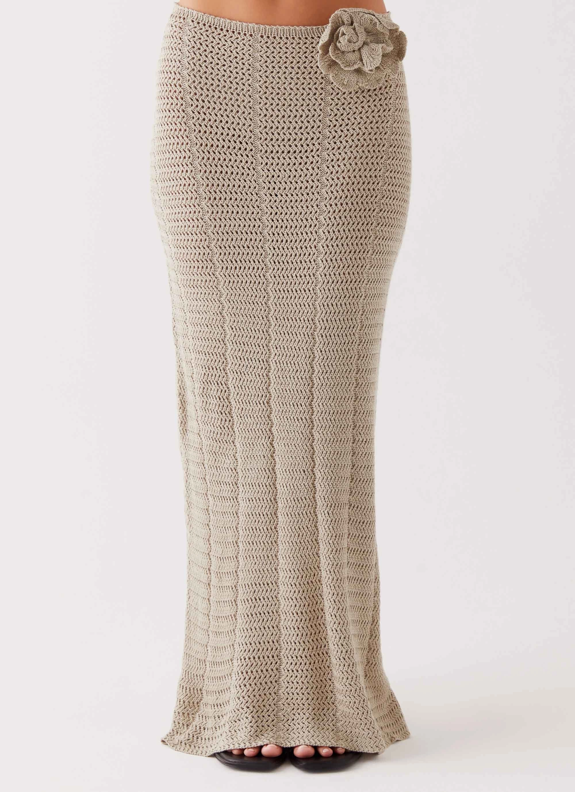 Kelcie Rose Crochet Maxi Skirt - Sage Functional Detail