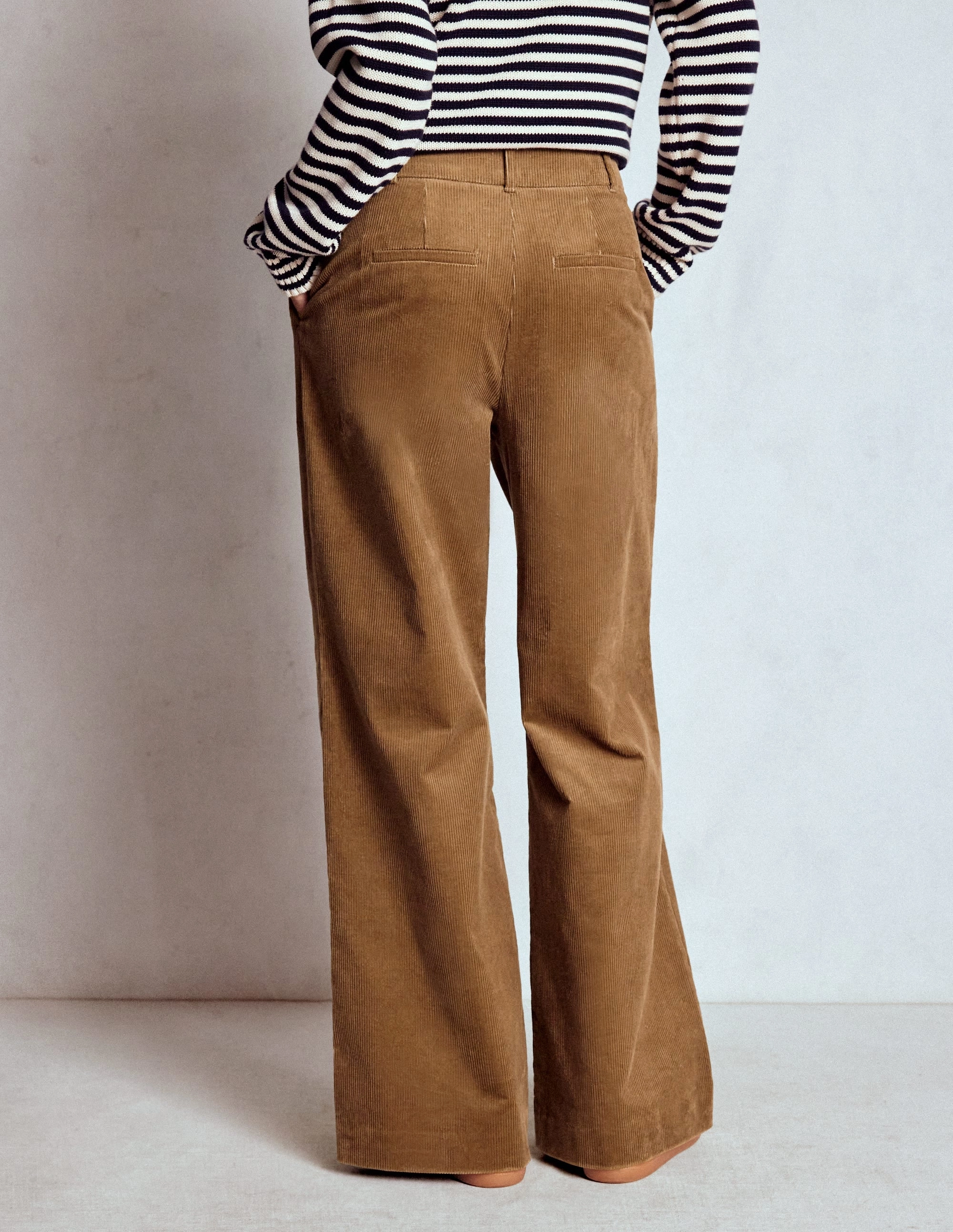 Classic Fit Kensington Cord Trousers-Latte