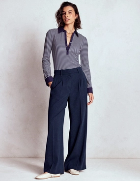 Kensington Tailored Trousers-Navy Street Style Relaxed Fit Design