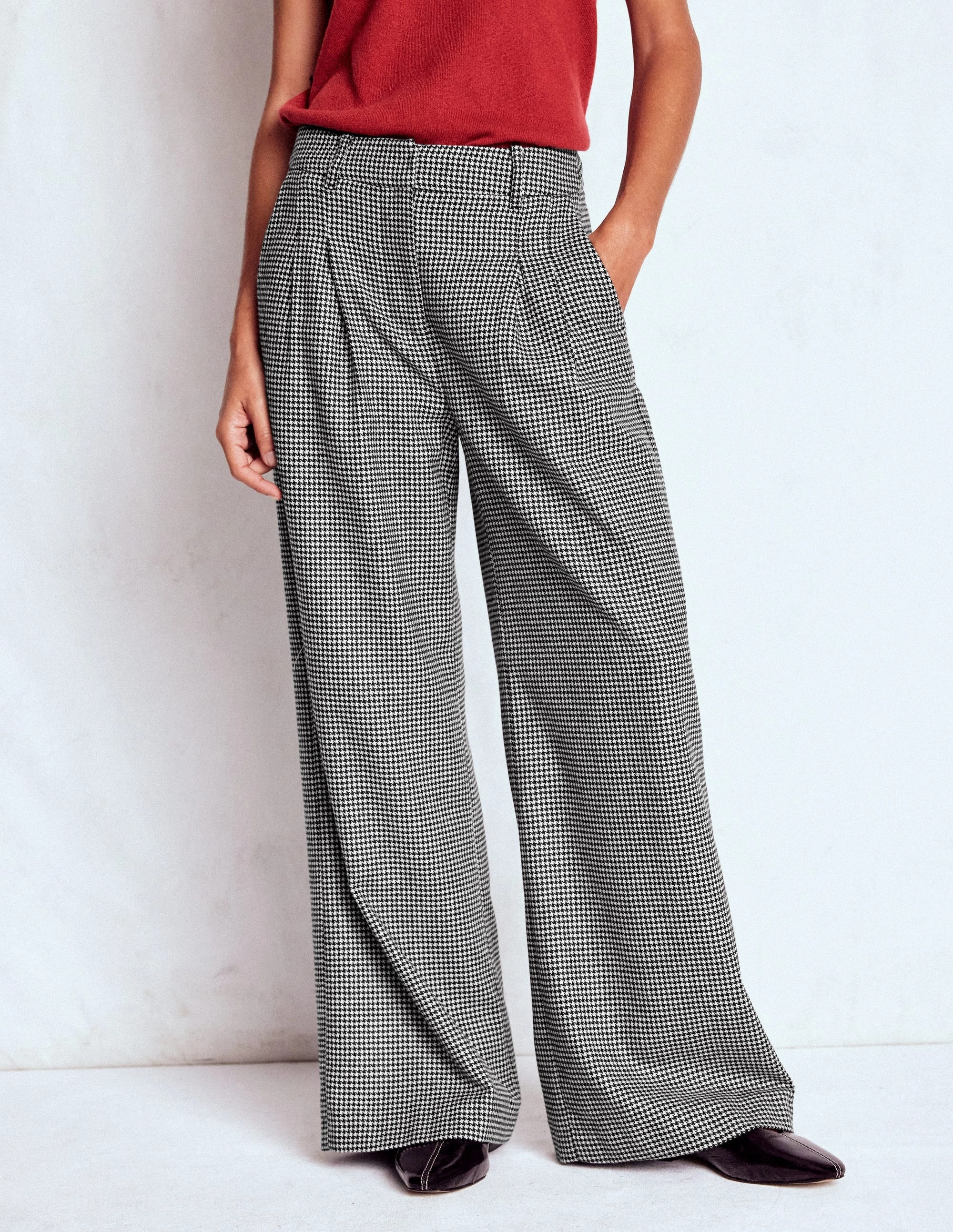 Kensington Wool Trousers-Black and Ivory Puppytooth PermeableCloth Refined fit