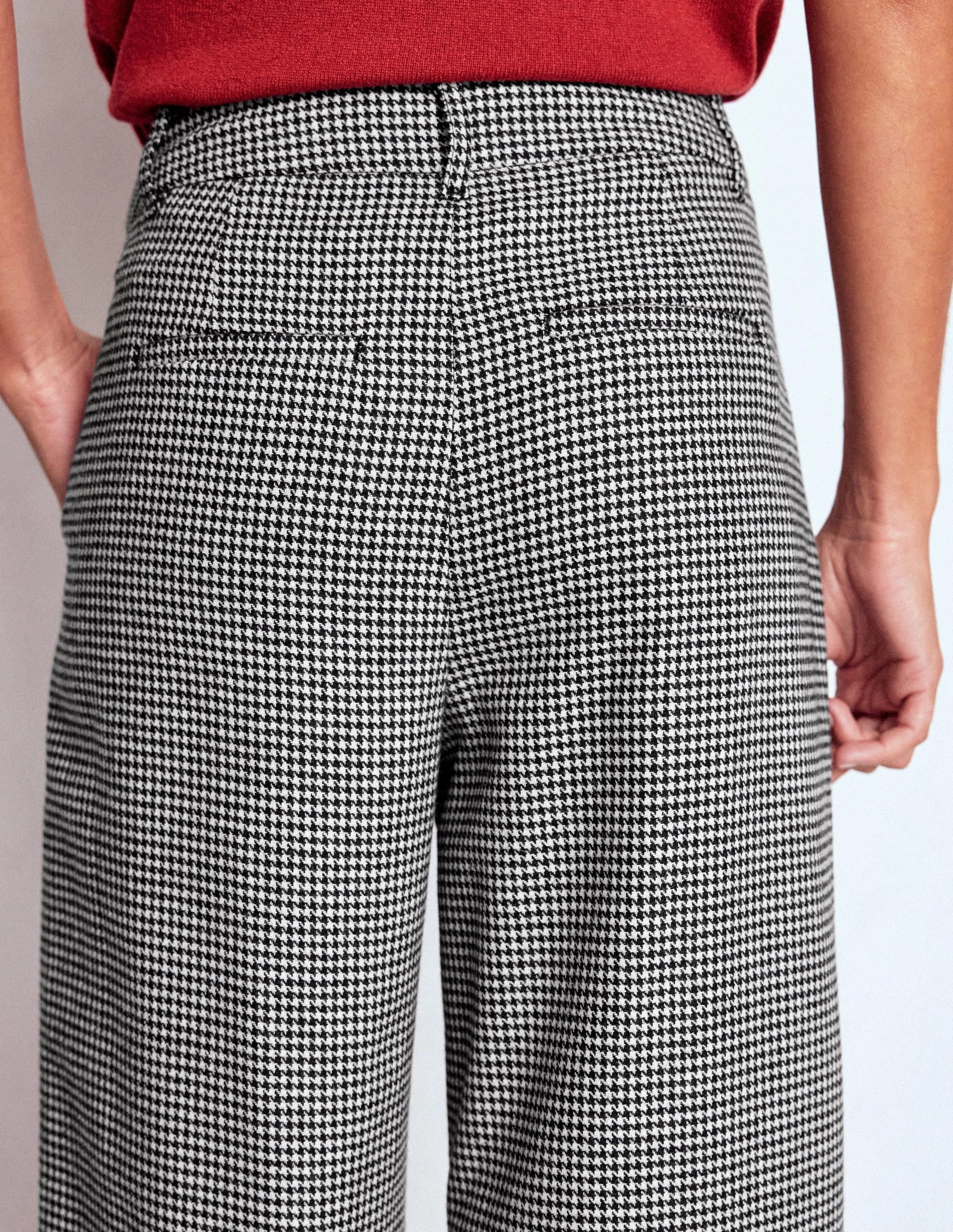 Kensington Wool Trousers-Black and Ivory Puppytooth Chilly Weather Comfort