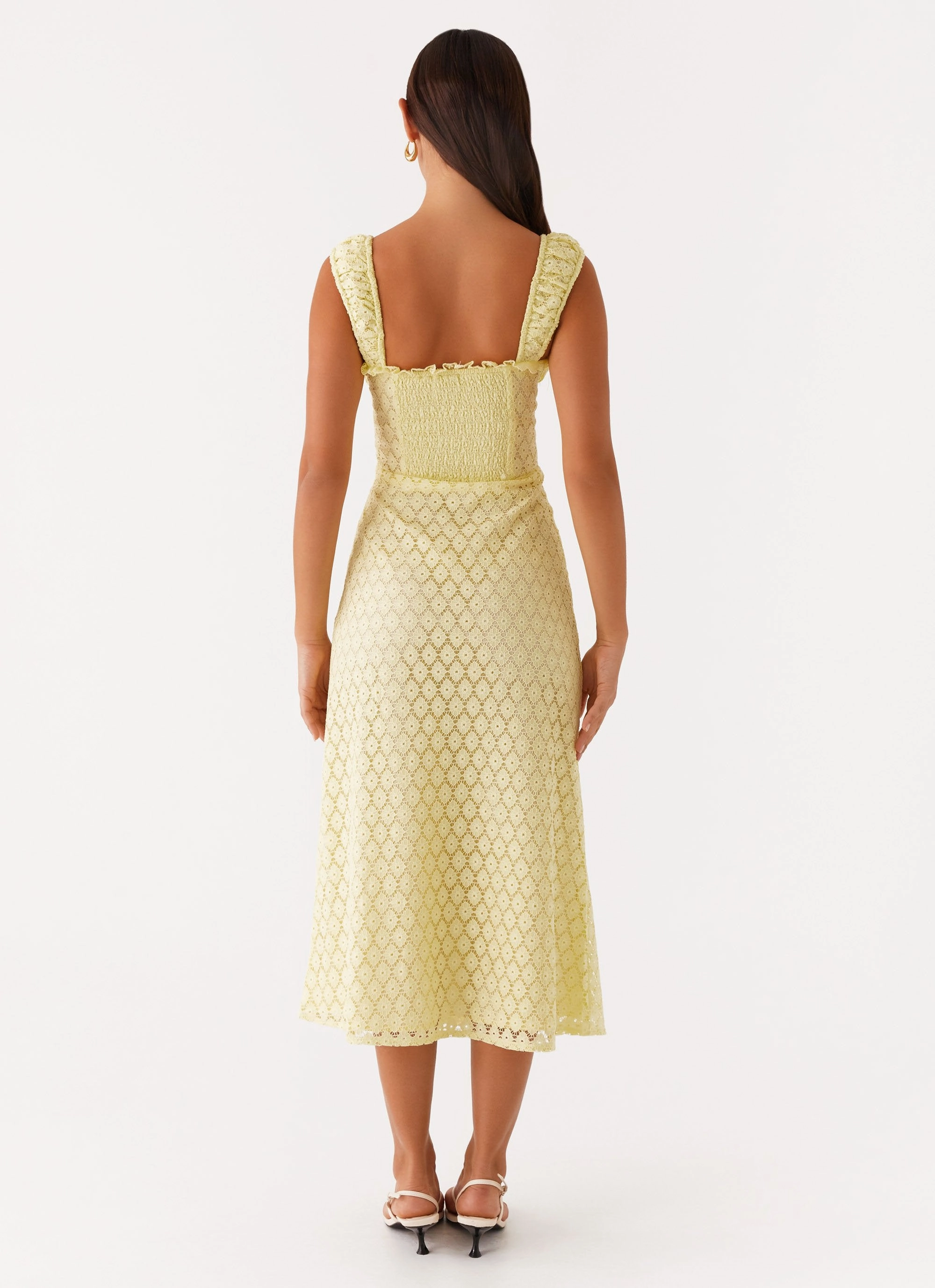 Keziah Tie Front Midi Dress - Lemon Soft-touch daywear