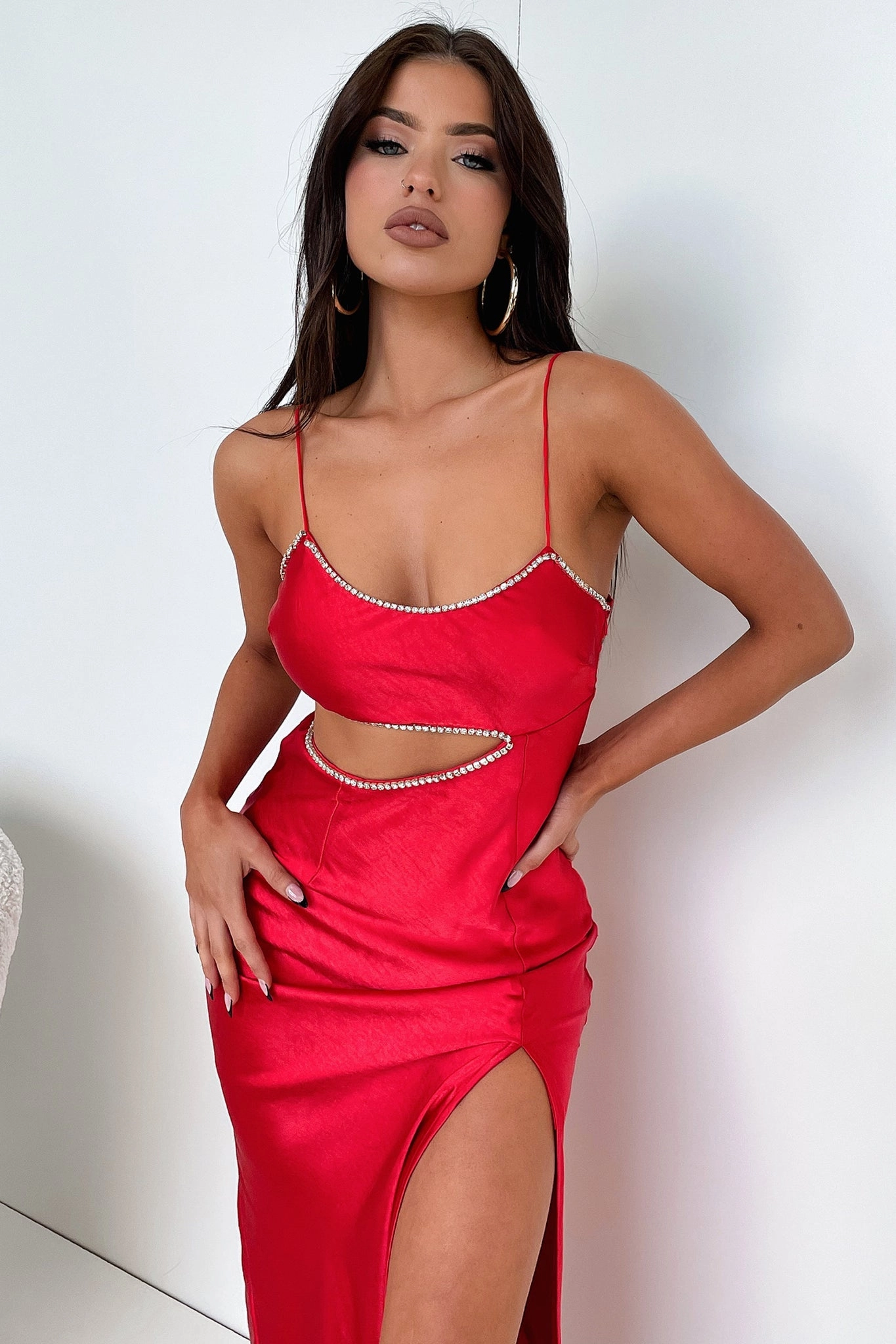 Comfortable casual dress Interchangeable-Detail Kiara Maxi Dress - Red