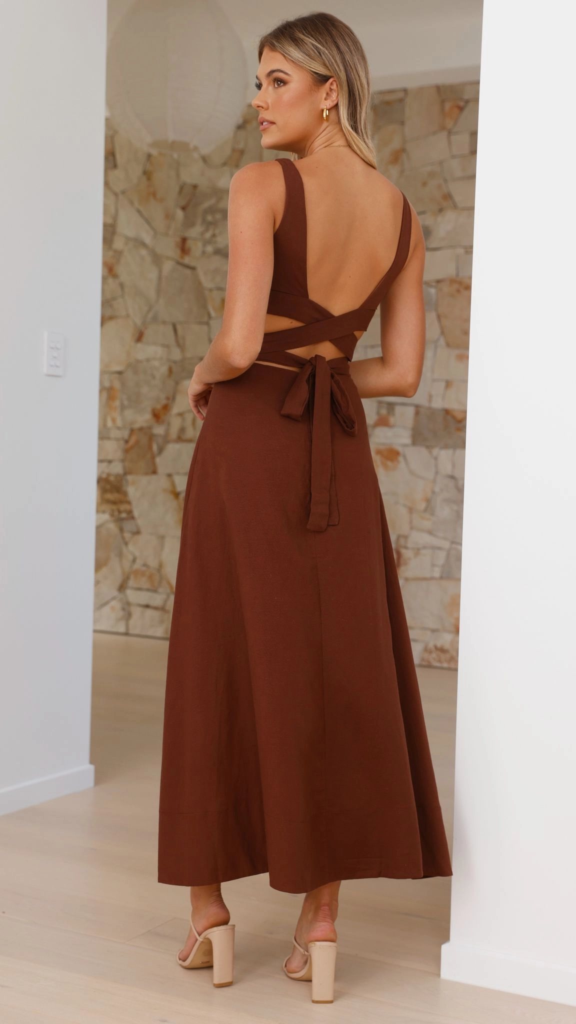 Kimberley Maxi Dress - Chocolate Sophisticated Waist