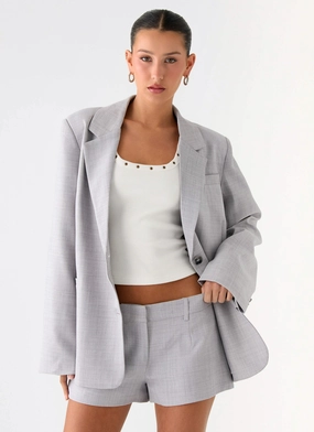 Kingston Oversized Blazer - Grey Autumn Wear Comfortable Feel