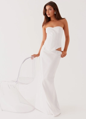 Jaslyn Maxi Skirt - White Breezy Mood