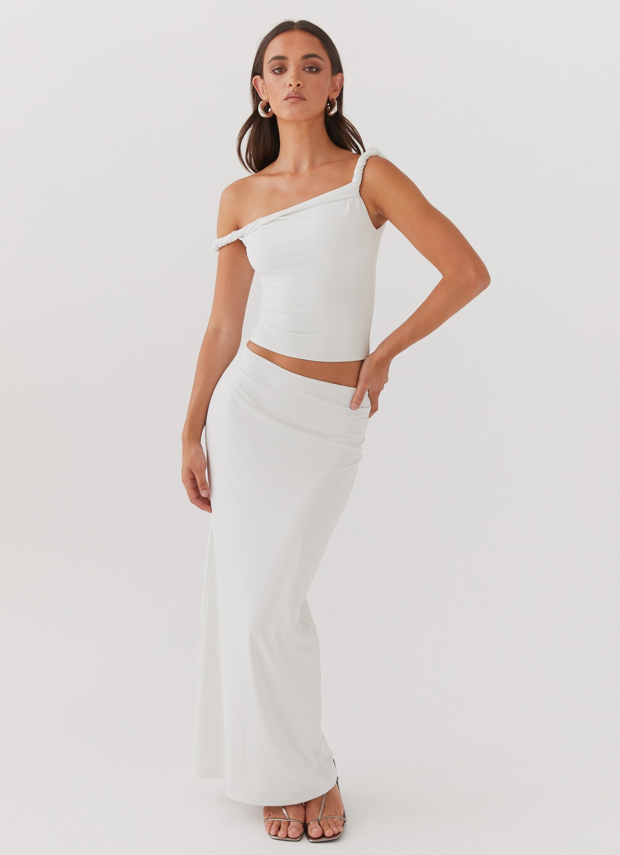 elastic waistband Solace Soul Maxi Skirt - Ivory