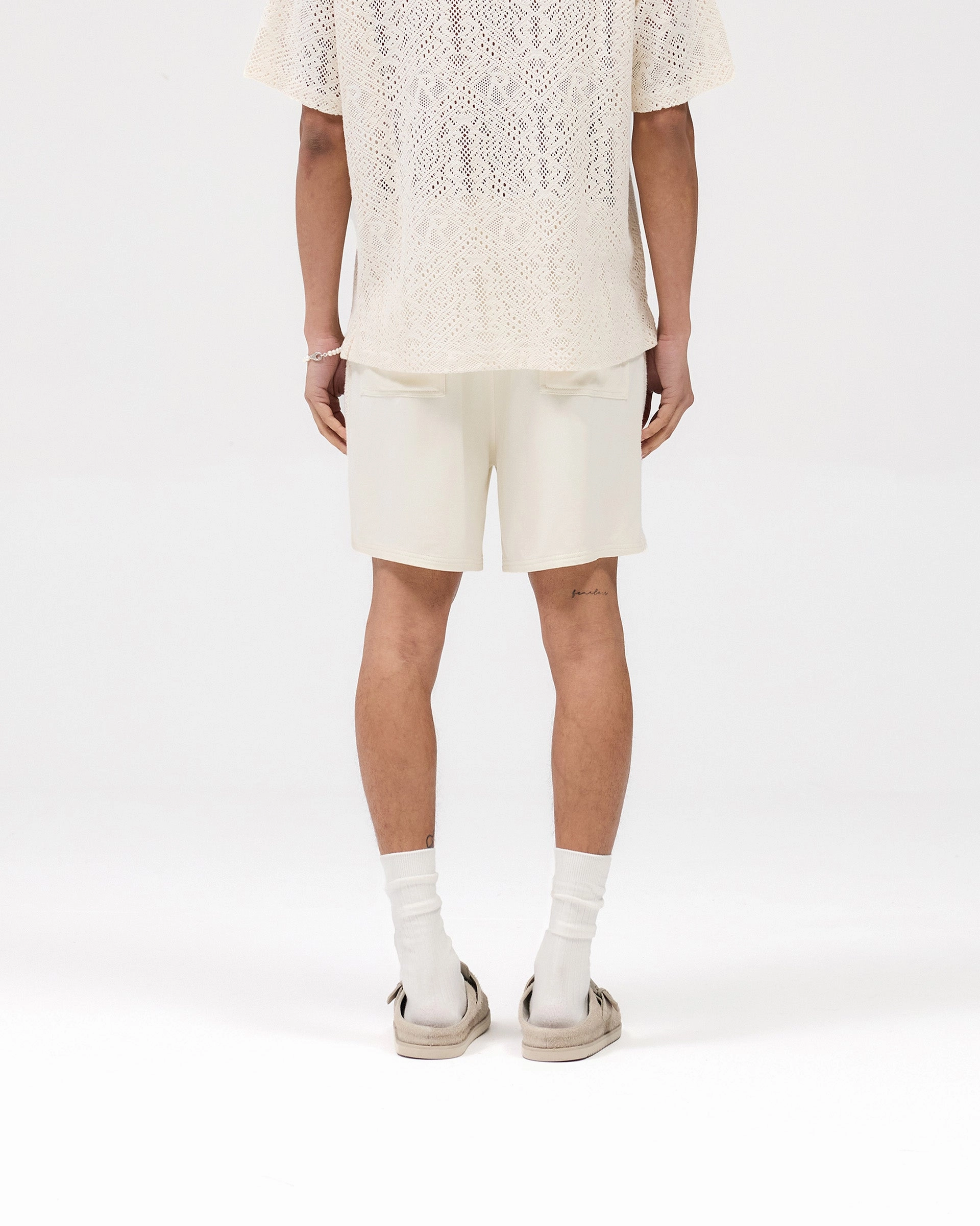 Non Cling Material Knitted Panel Short - Antique White