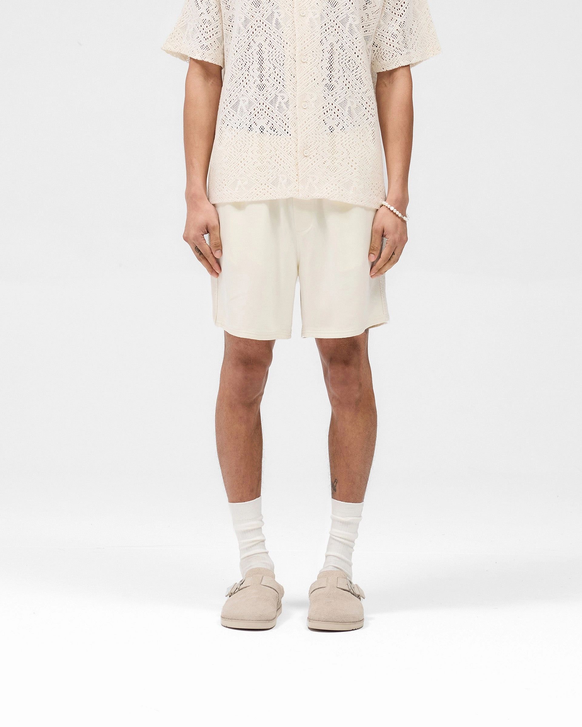 Knitted Panel Short - Antique White Yoga wear slim fit