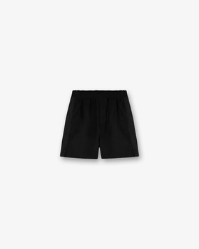 Knitted Panel Short - Black Wind Resistant Material Contemporary Cut