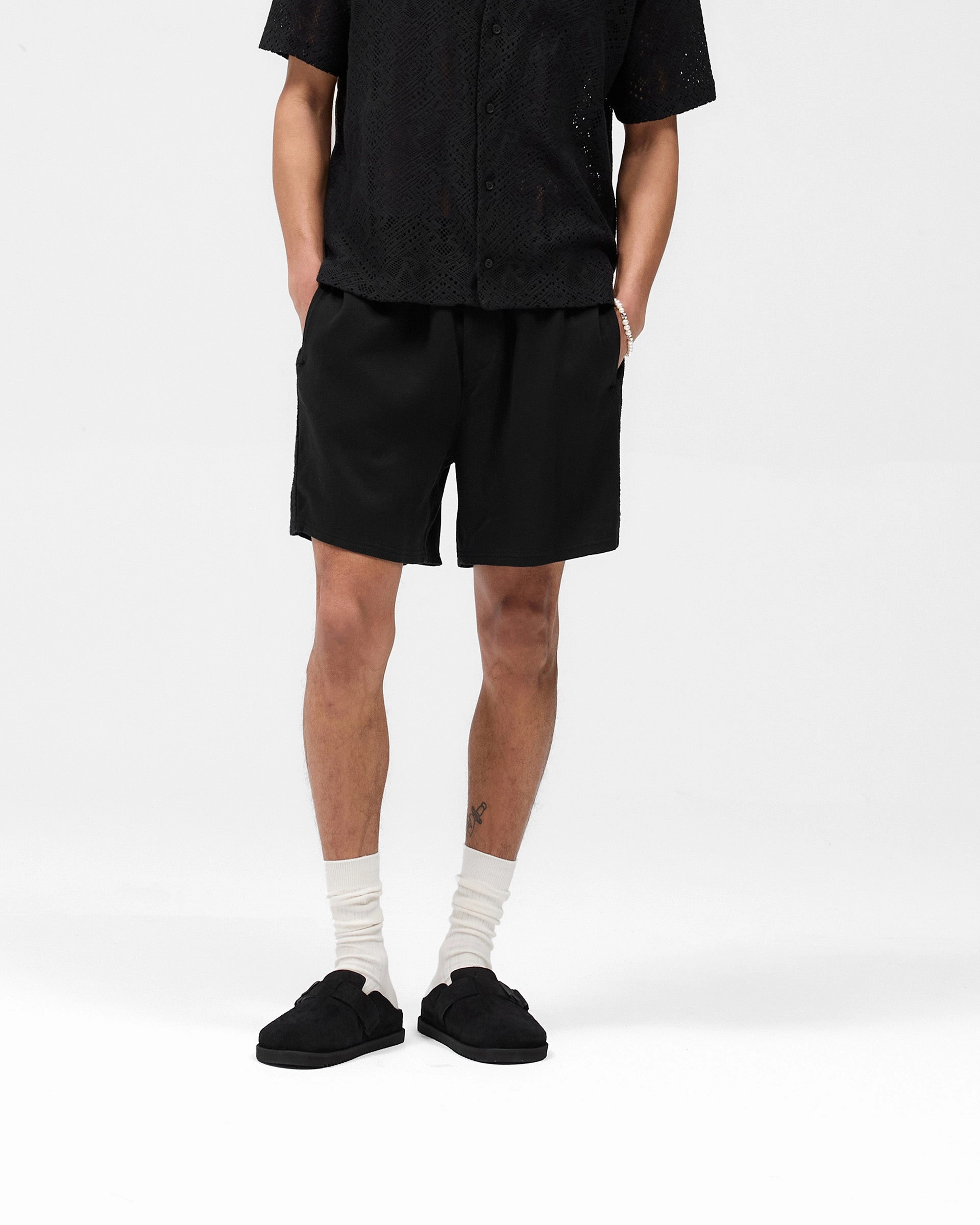 basketball clothing Cozy Wear Knitted Panel Short - Black