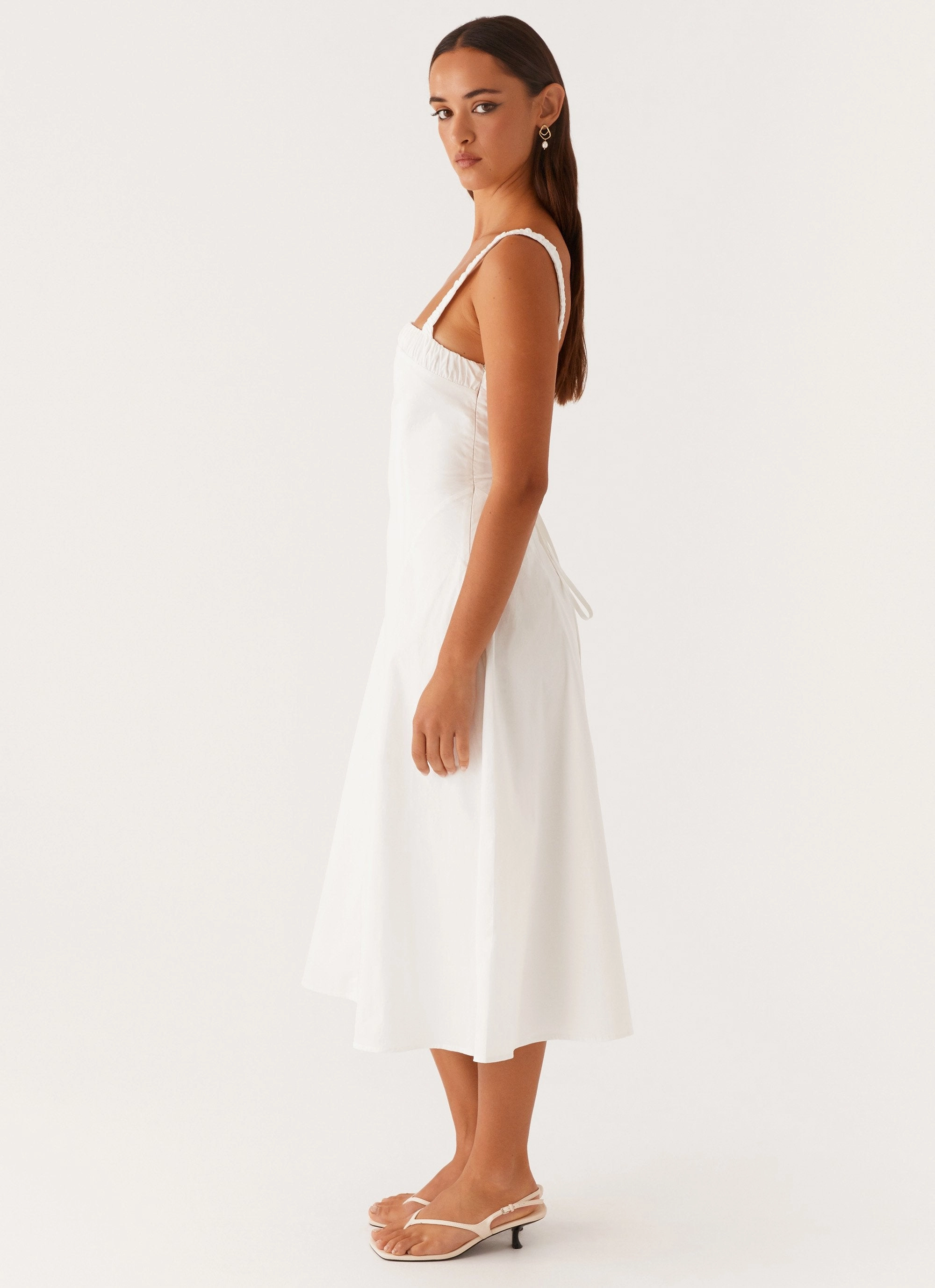 Enola Midi Dress - White Sheer Light