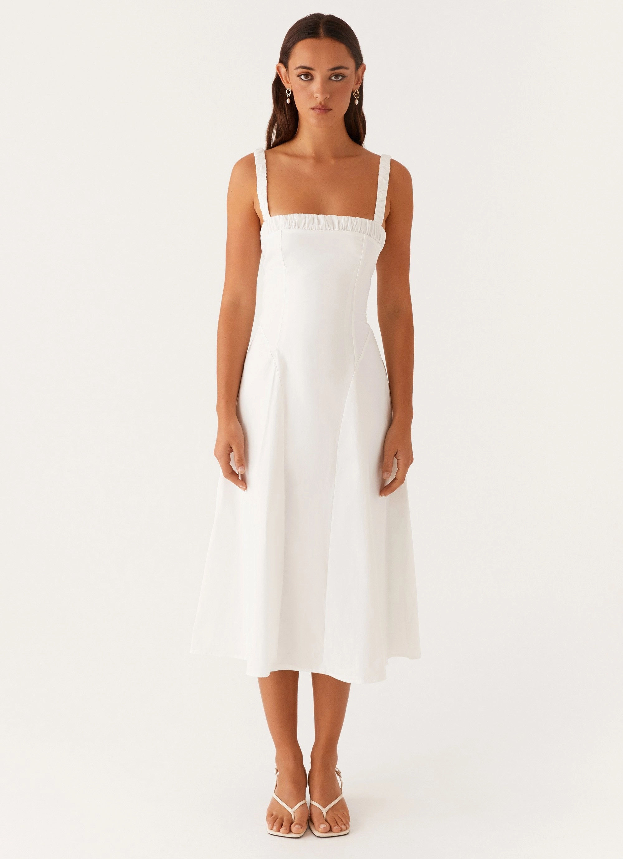 Enola Midi Dress - White Simple Elegance