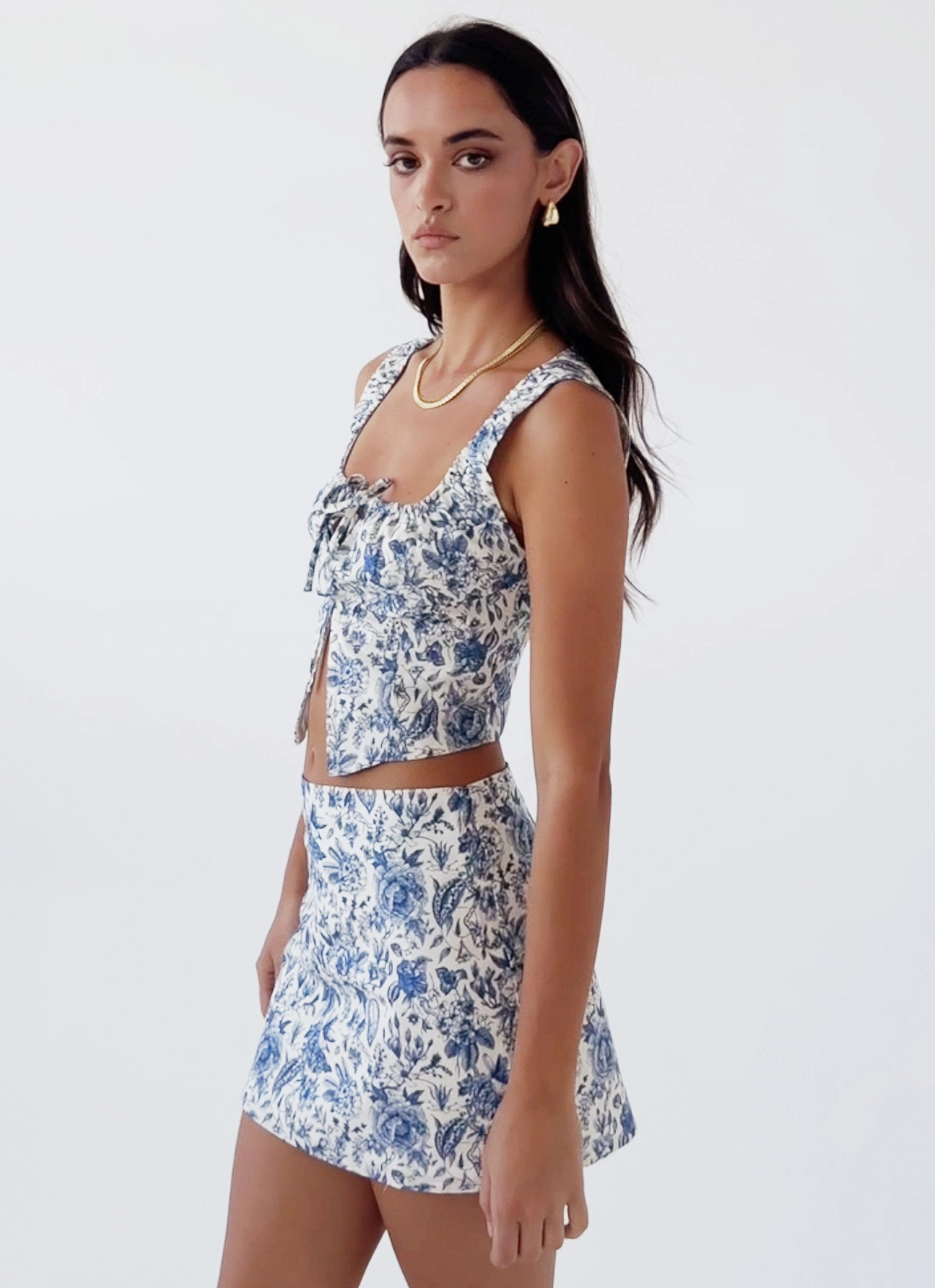 Take Me Away Mini Skirt - Blue Paisley Bold Edge