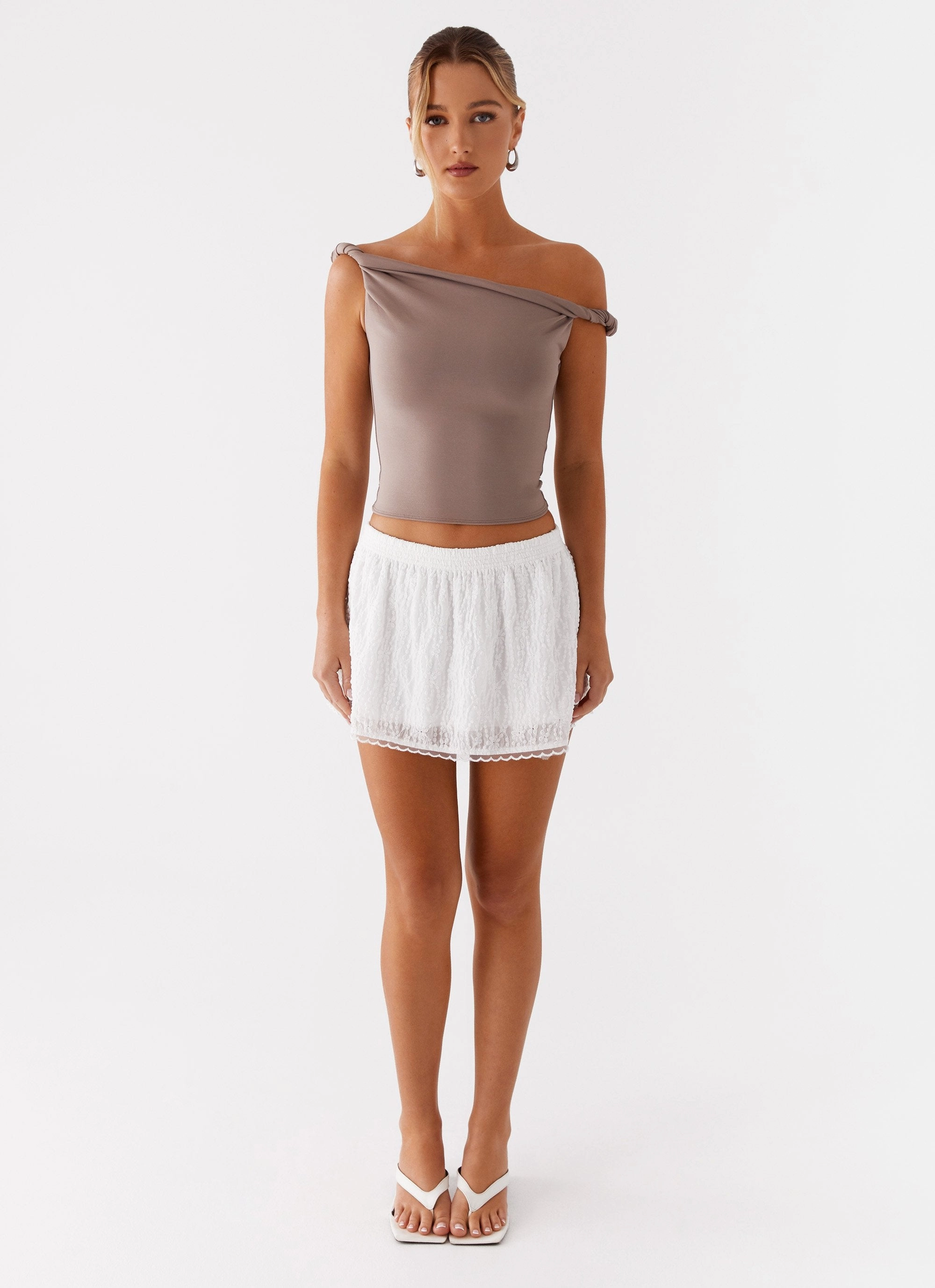 Korra Mini Skirt - White Easy Movement Playful Vibe