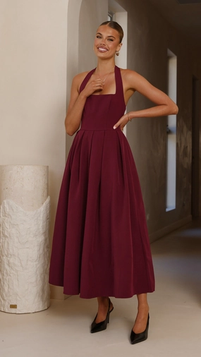 Active Outfit Fashionable Wear Kristen Maxi Dress - Wine