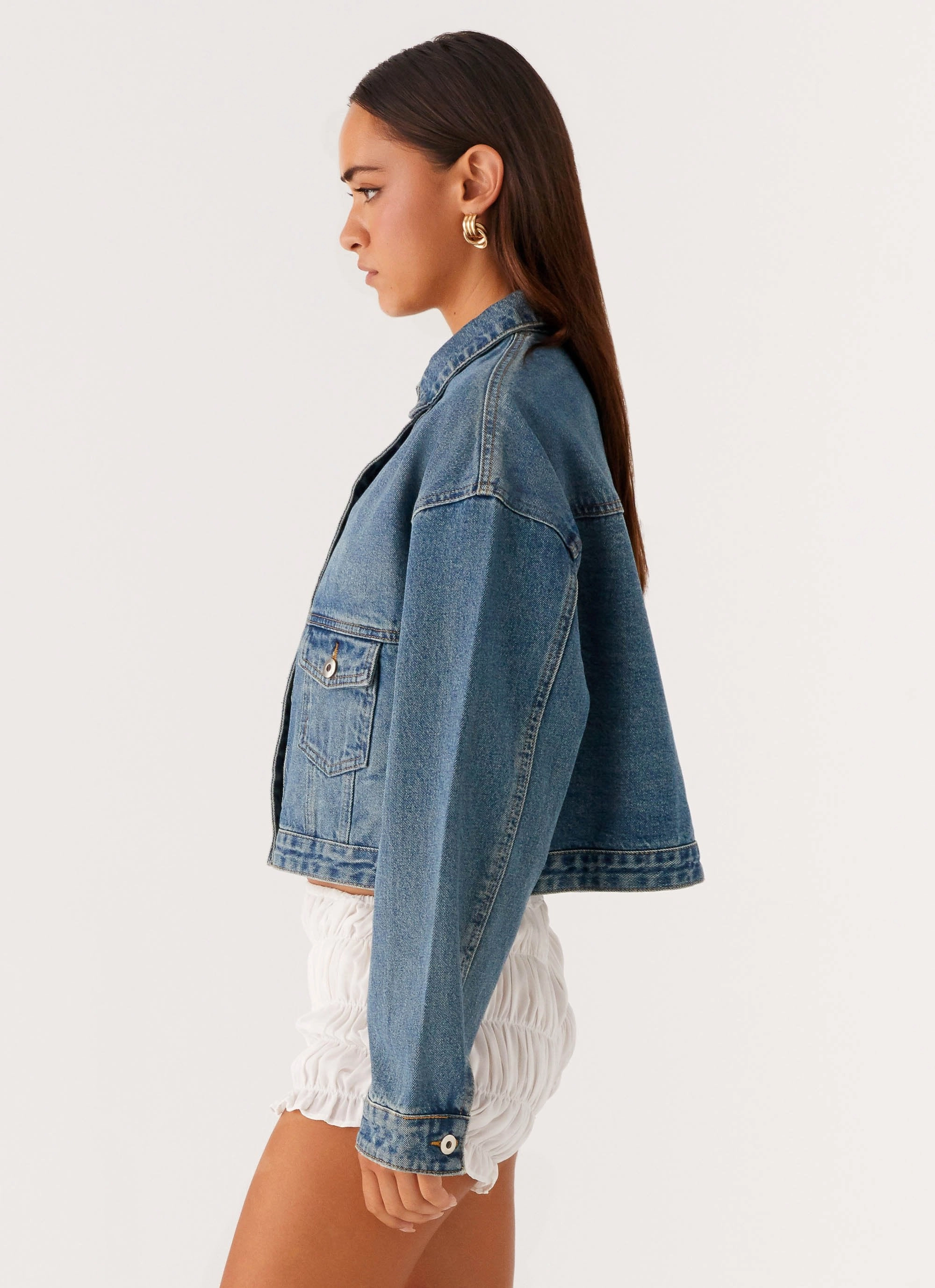 Kristy Oversized Denim Jacket - Blue Lightweight Comfort