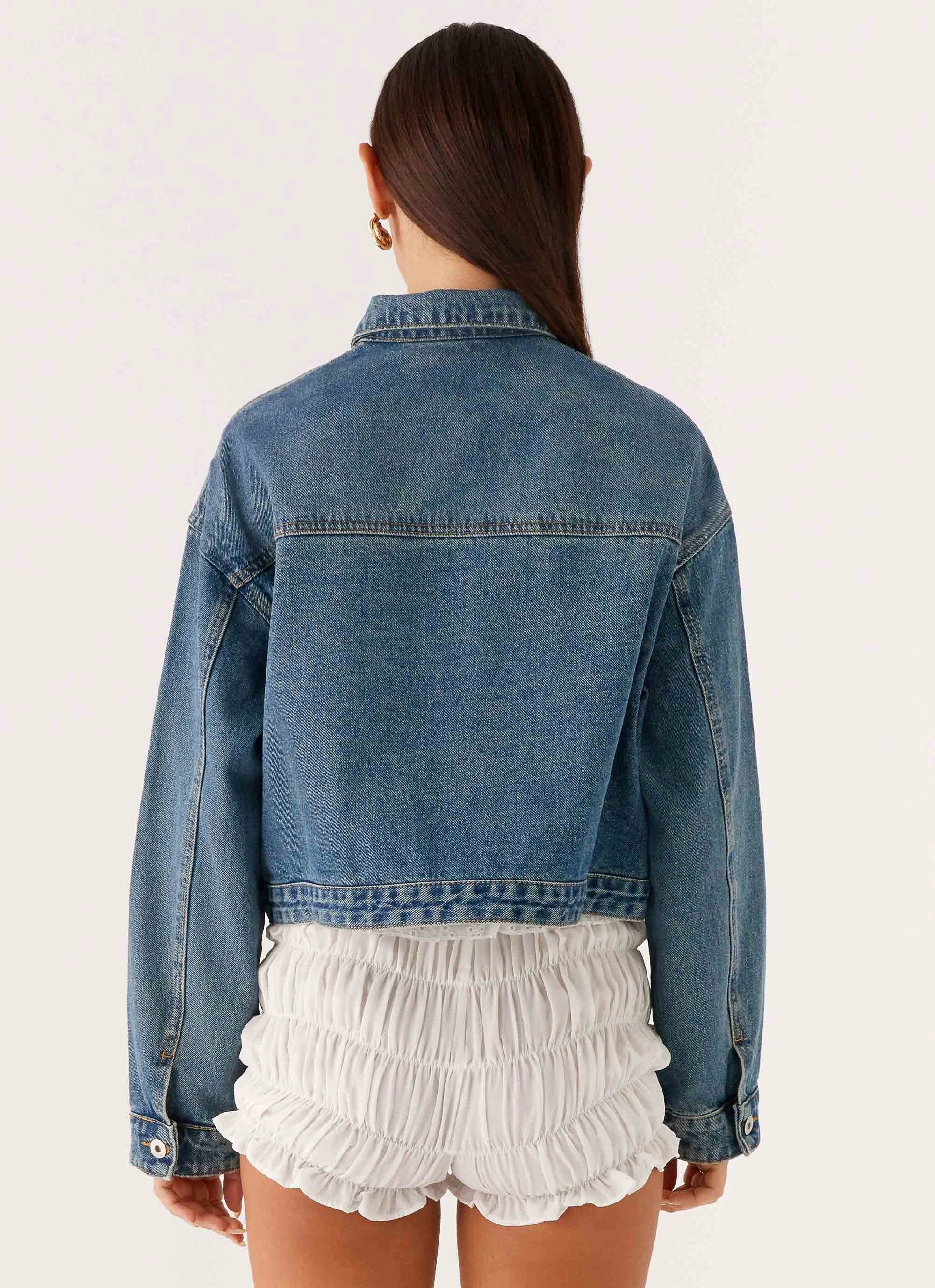 Kristy Oversized Denim Jacket - Blue stain resistant coating Compression Fit Design
