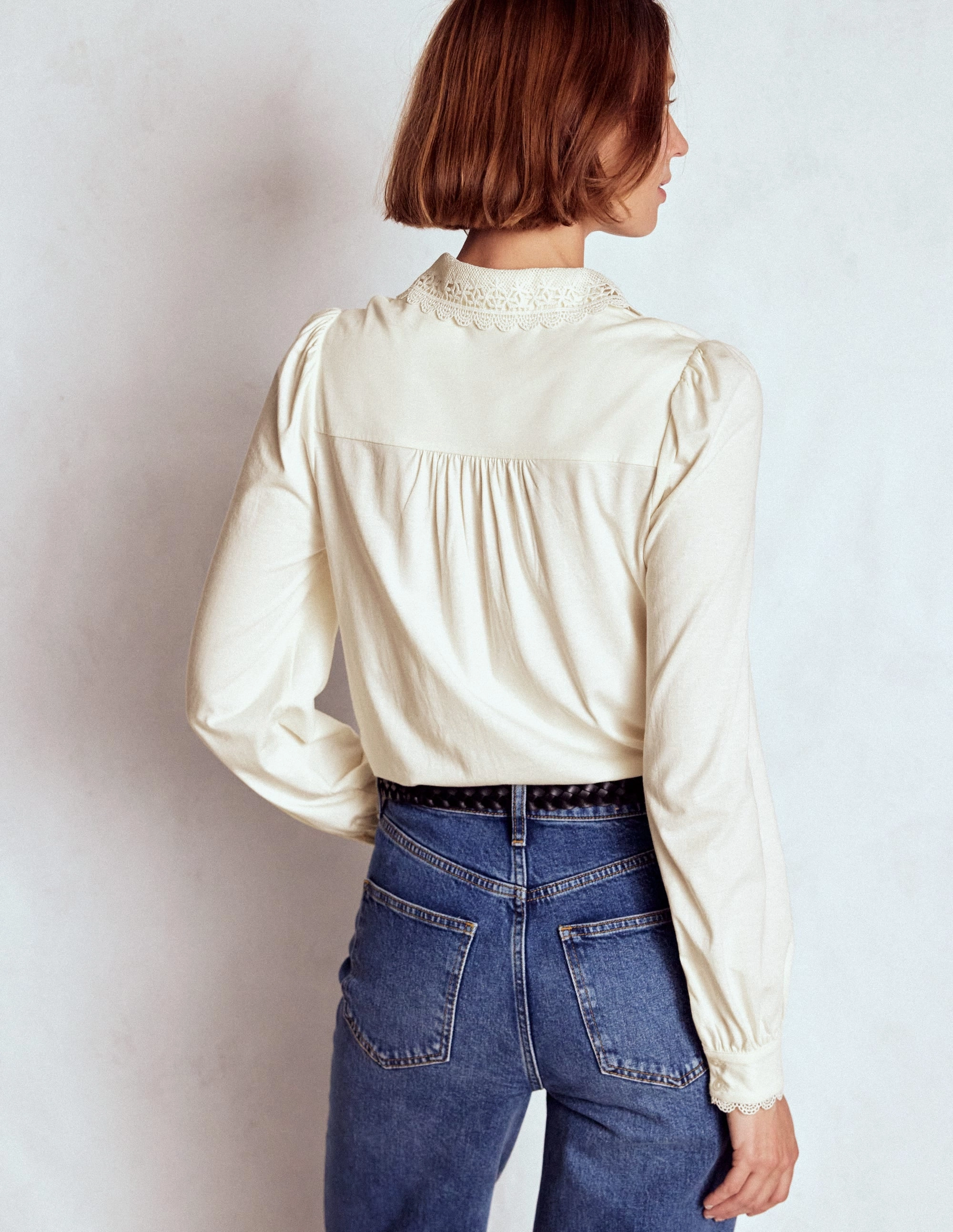 Lace Collar Blouse-Ivory Non Irritating Label