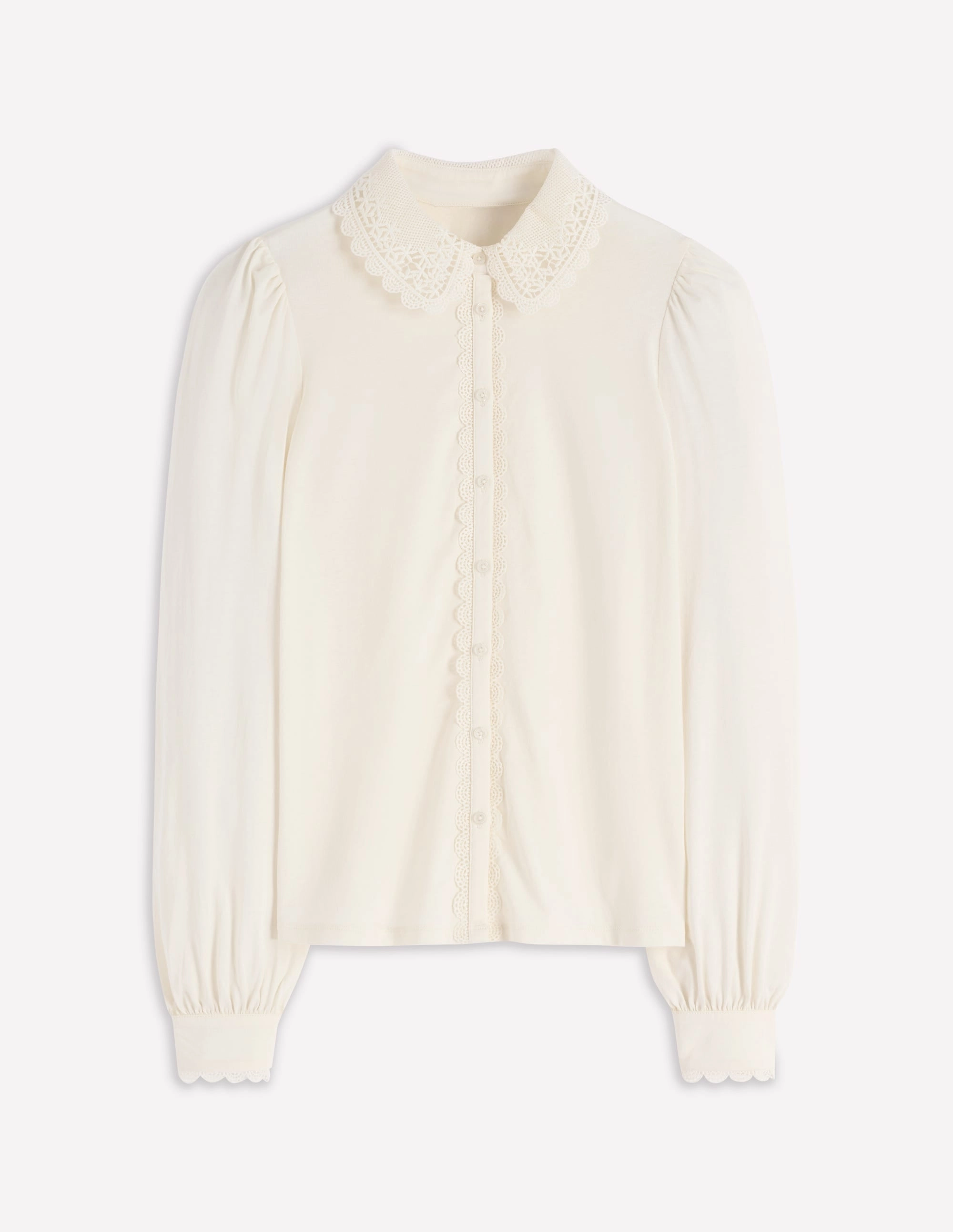 ZonalVentilation Lace Collar Blouse-Ivory