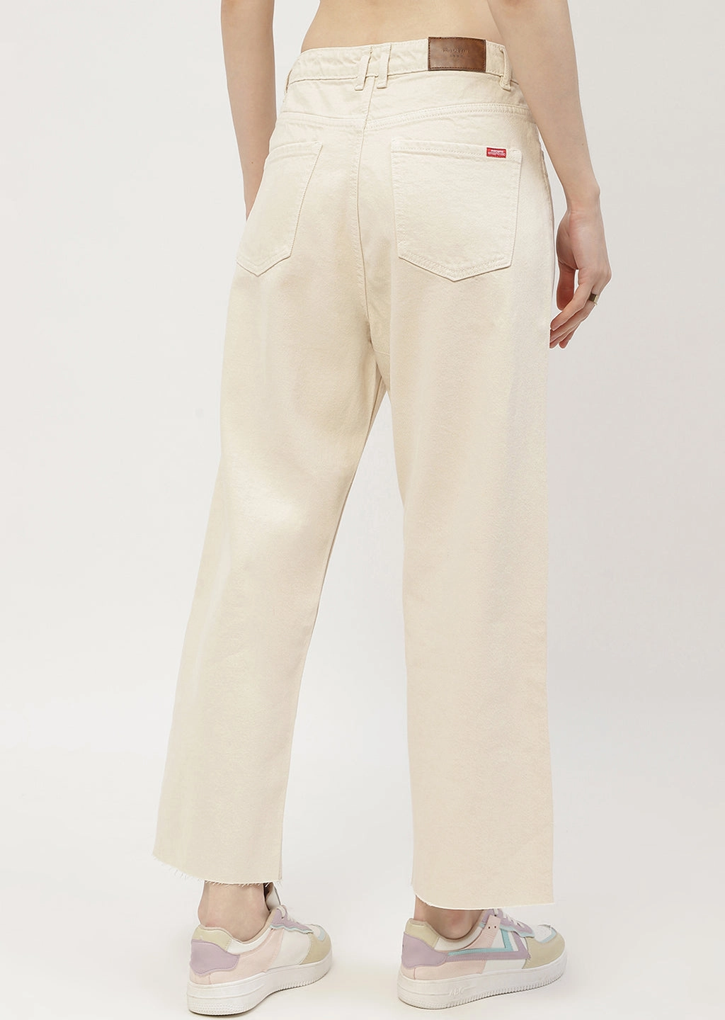 Earthy Music Event Daily Wear Nature Lover Madame Low Waist Beige Wide Leg Jeans