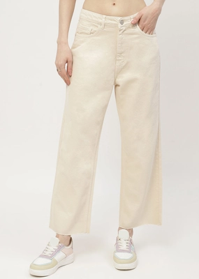 Madame Low Waist Beige Wide Leg Jeans Sleek Fit Loose High Quality Morning Stroll