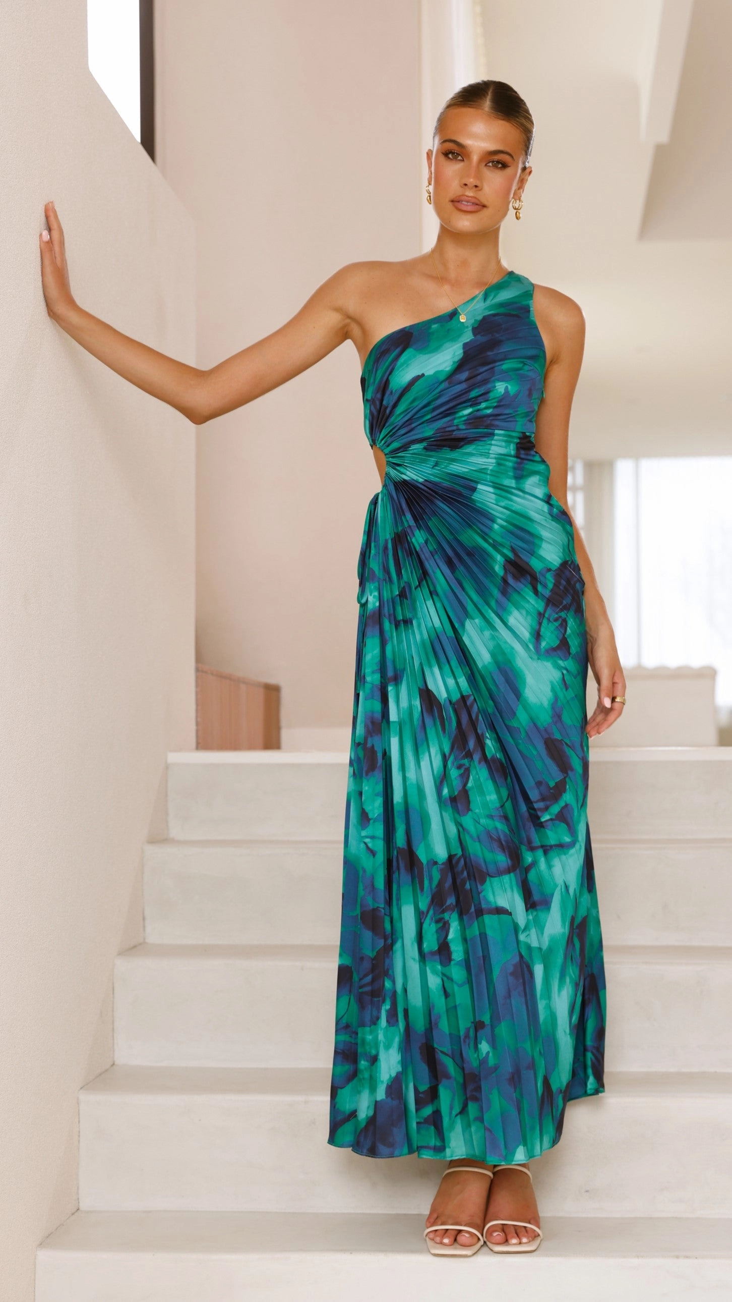 Sheer Layer Laken Maxi Dress - Green Print