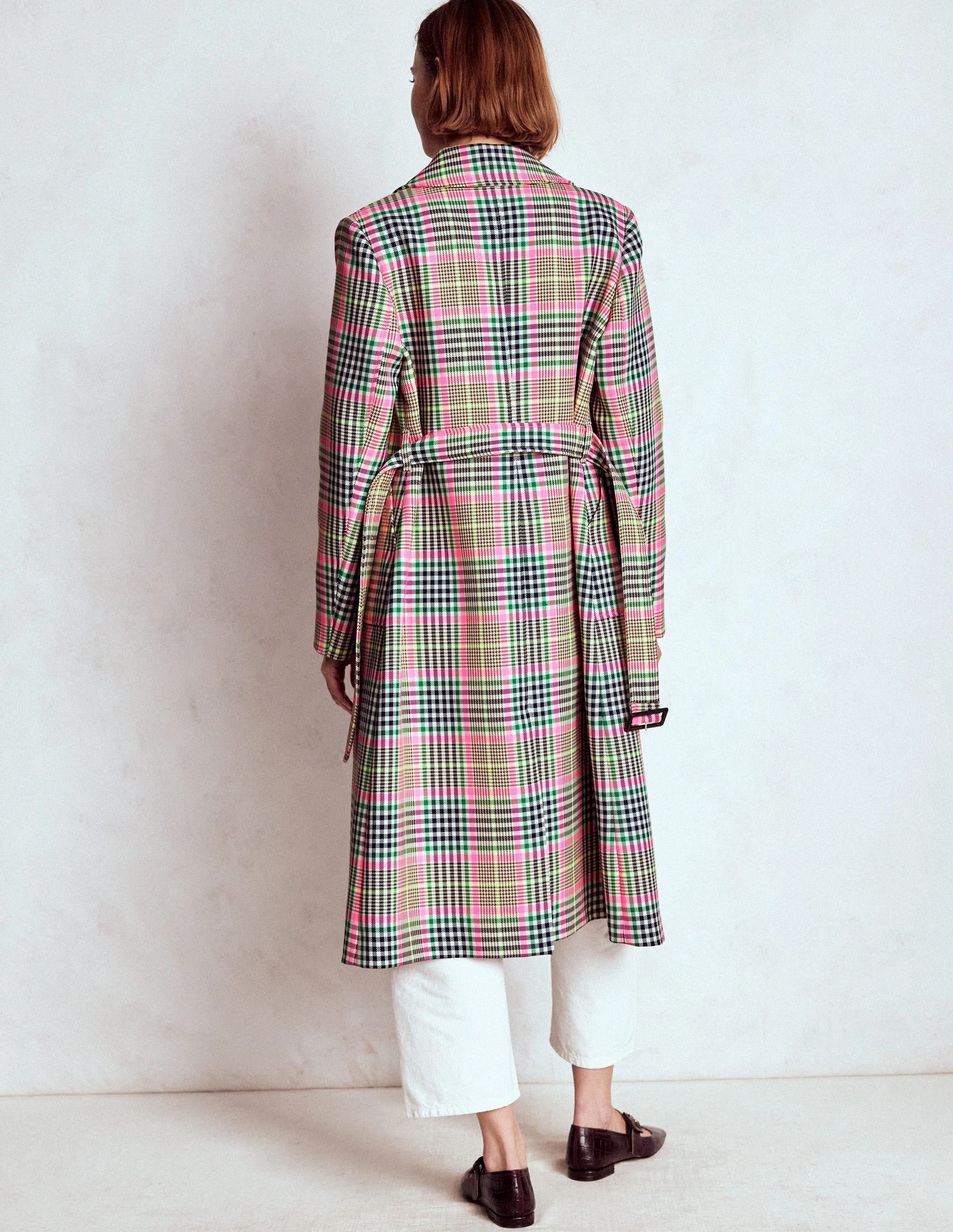 mesh ventilation Lancaster Belted Mac-Brown, Neon Pink Check