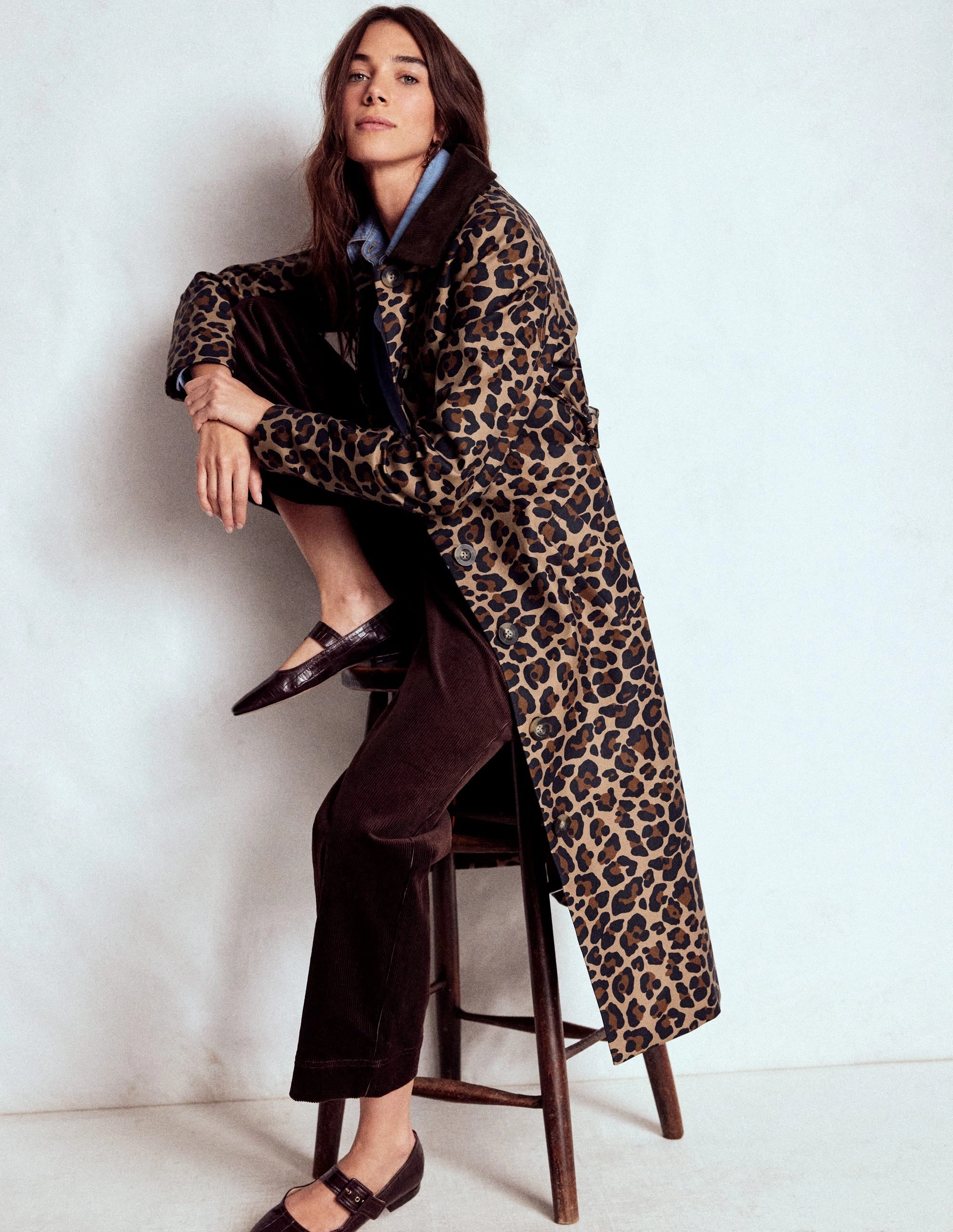 Anti Pilling Surface Oversized style Lancaster Belted Mac-Leopard