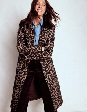 Lancaster Belted Mac-Leopard Non Restrictive Movement Tear Resistant Fabric