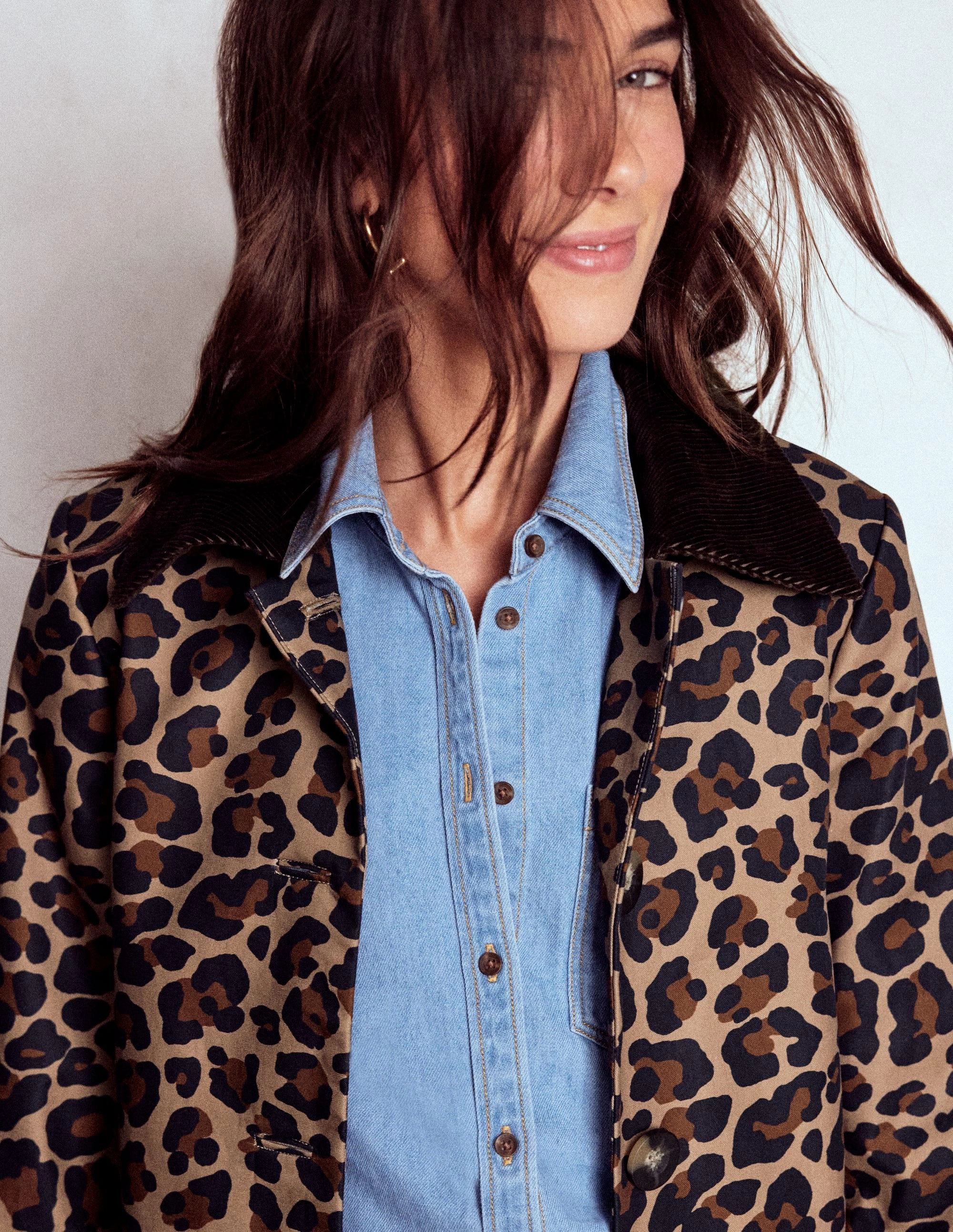 Lancaster Belted Mac-Leopard Weatherproof Zipper Tech Modern City Outfit