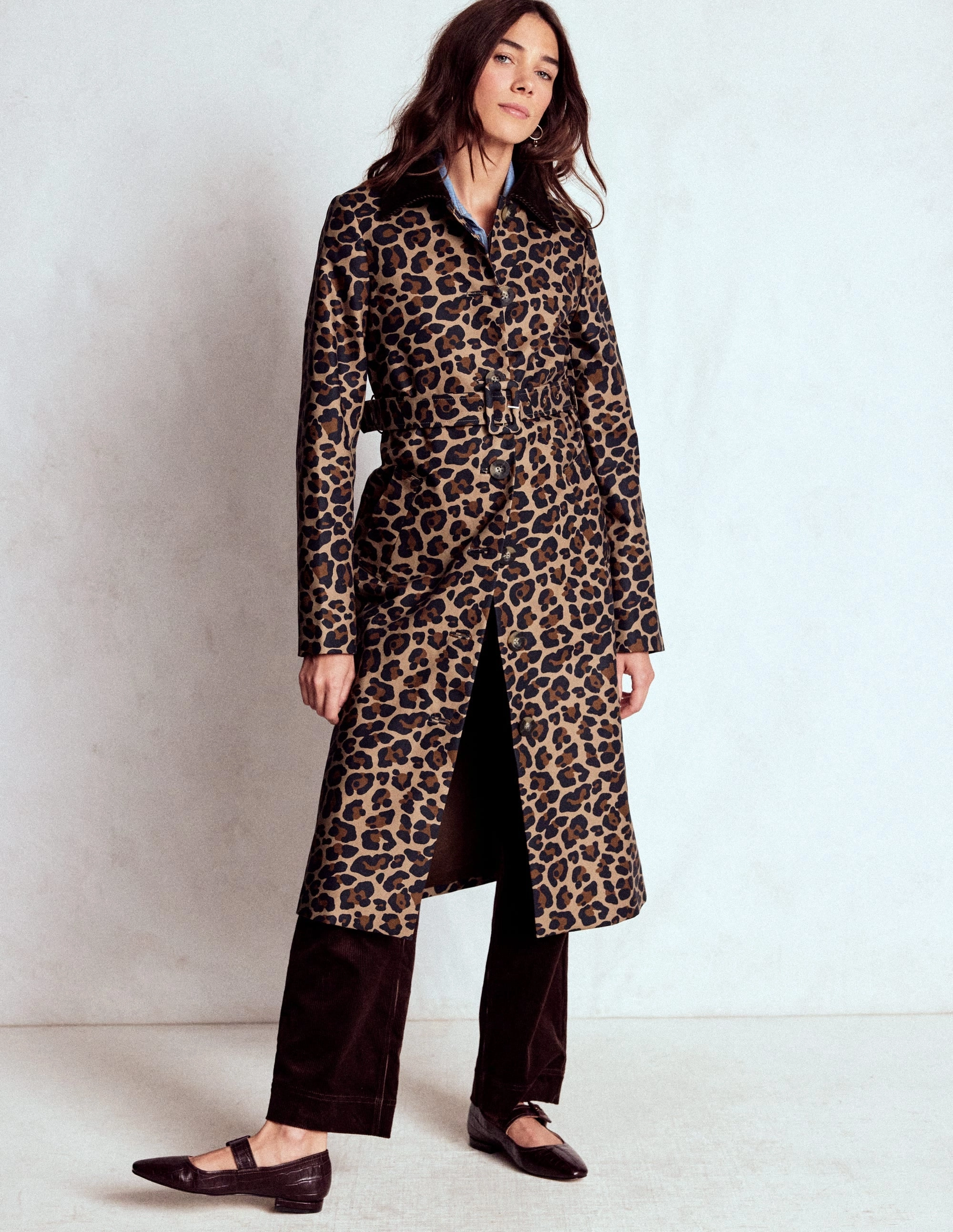 Flex Fit Design Two Way Zipper Lancaster Belted Mac-Leopard