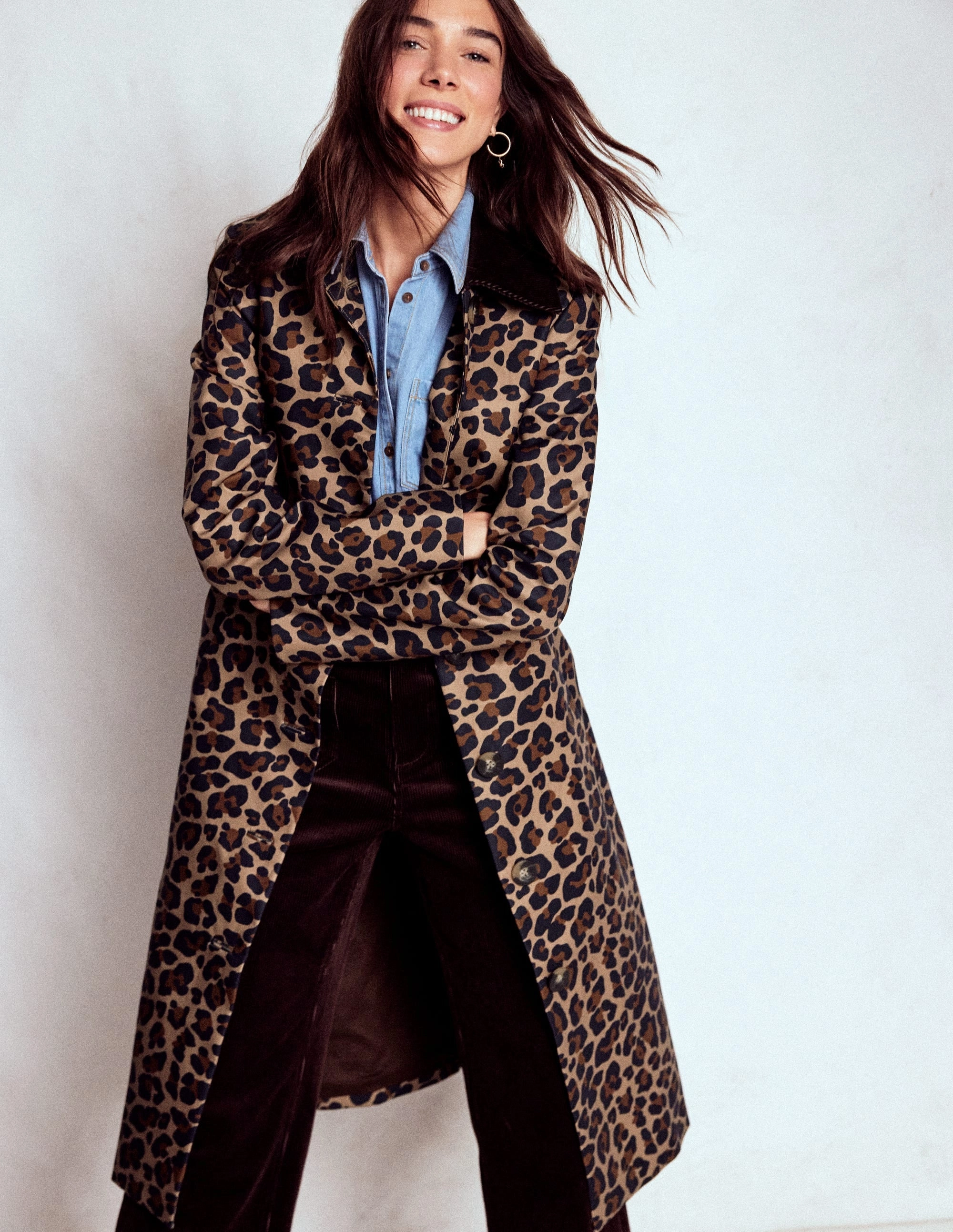 Lancaster Belted Mac-Leopard Non Restrictive Movement Tear Resistant Fabric