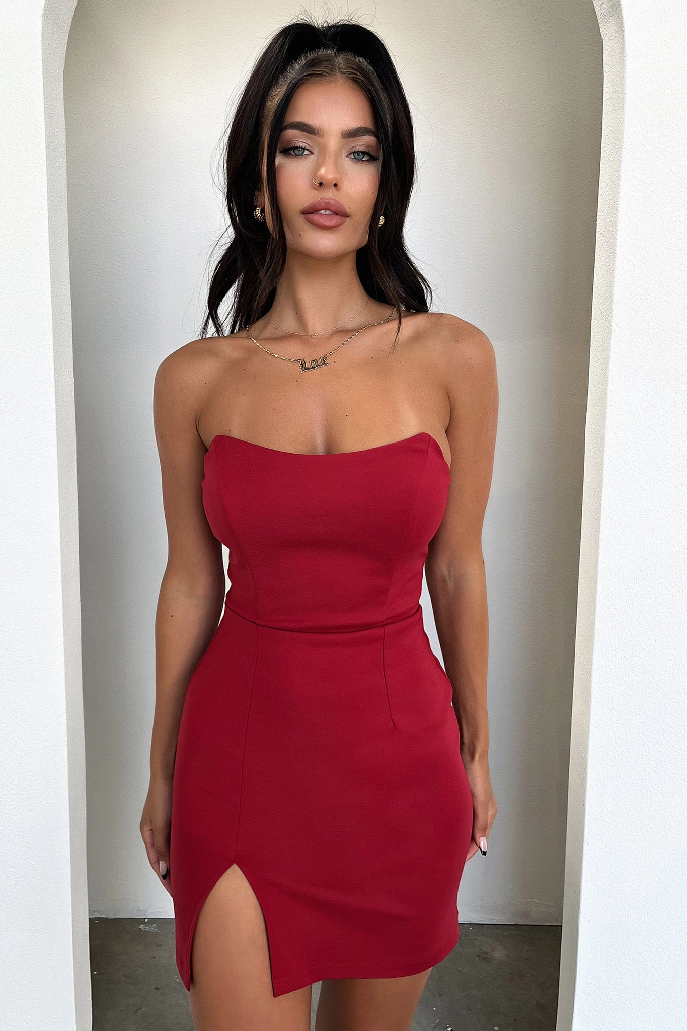 Lane Strapless Mini Dress - Red Casual and Smart