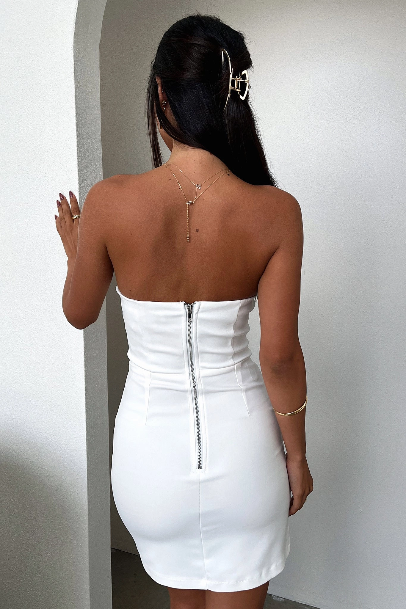 Lane Strapless Mini Dress - White Bright Appeal Zip Ease