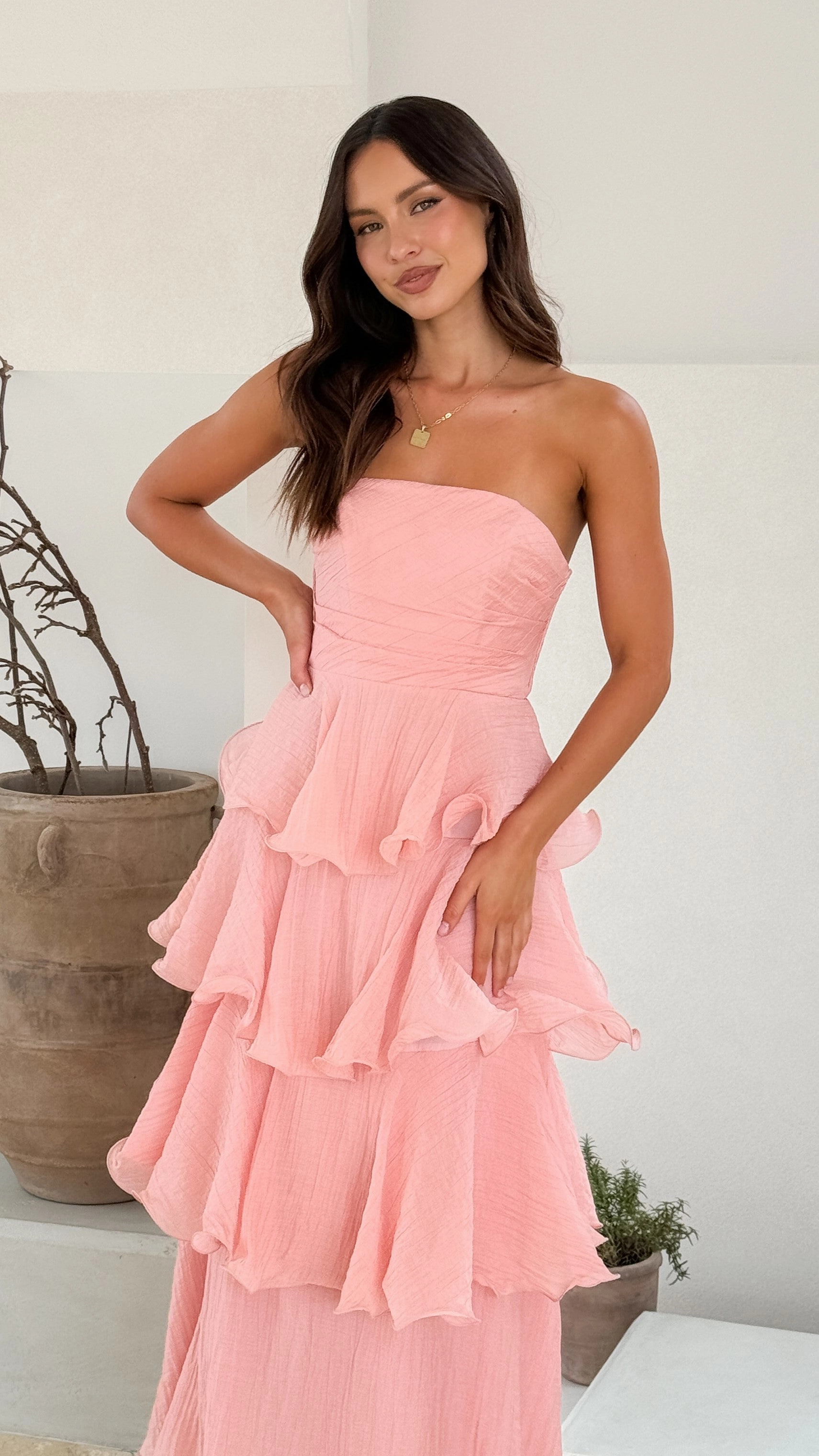 Soft Mesh Style Ease Lanica Maxi Dress - Pink