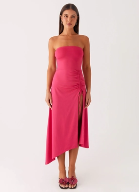 Comfortable Touch Minimal Design Laoise Midi Dress - Hot Pink