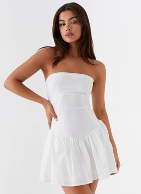 Larnie Linen Mini Dress - White Layered Form