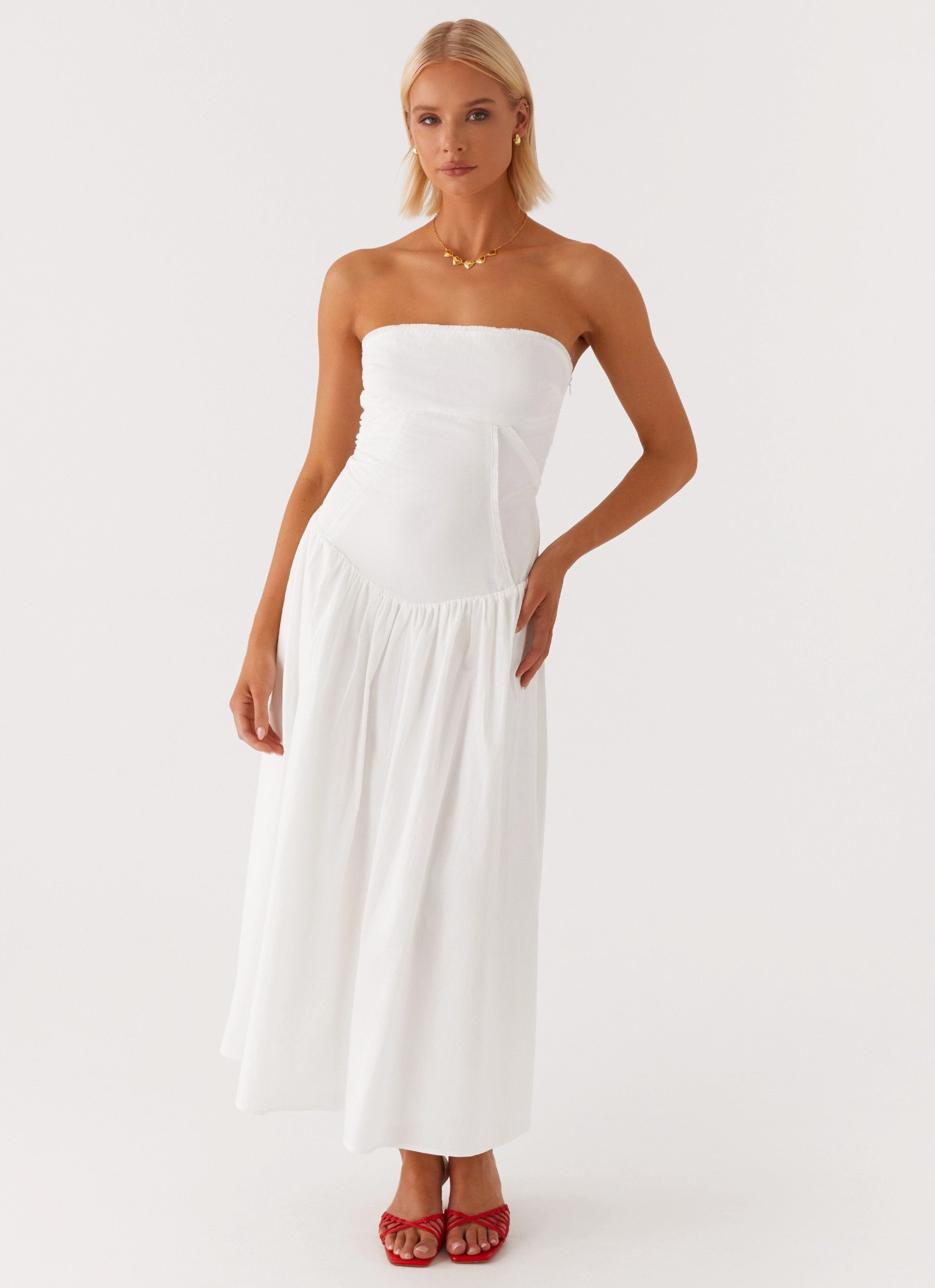 Cozy Balance Timeless Design Larnie Midi Dress - White