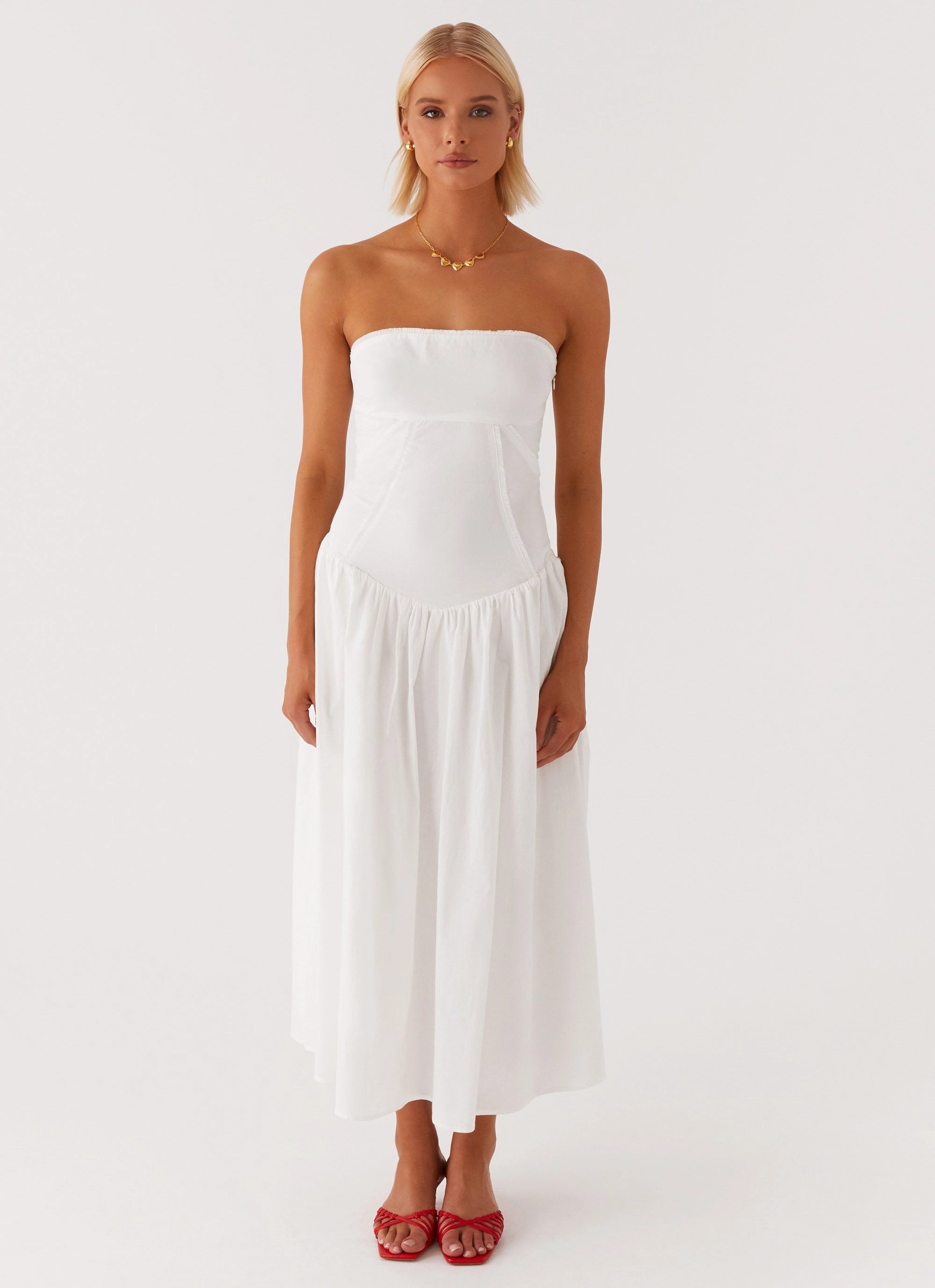 Comfortable Waist Design Larnie Midi Dress - White