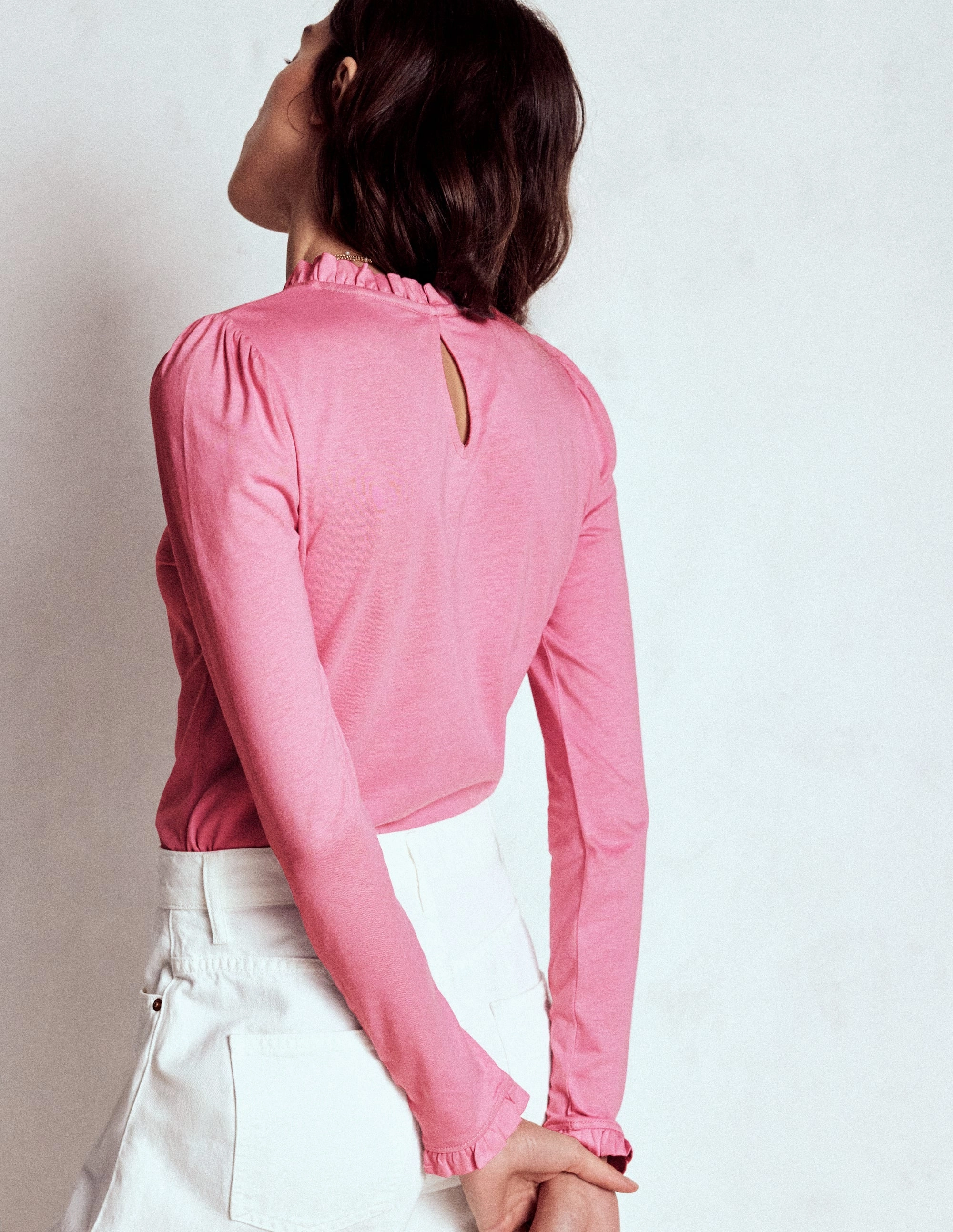 EthicallySourced Supersoft Frill Detail Top-Formica Pink